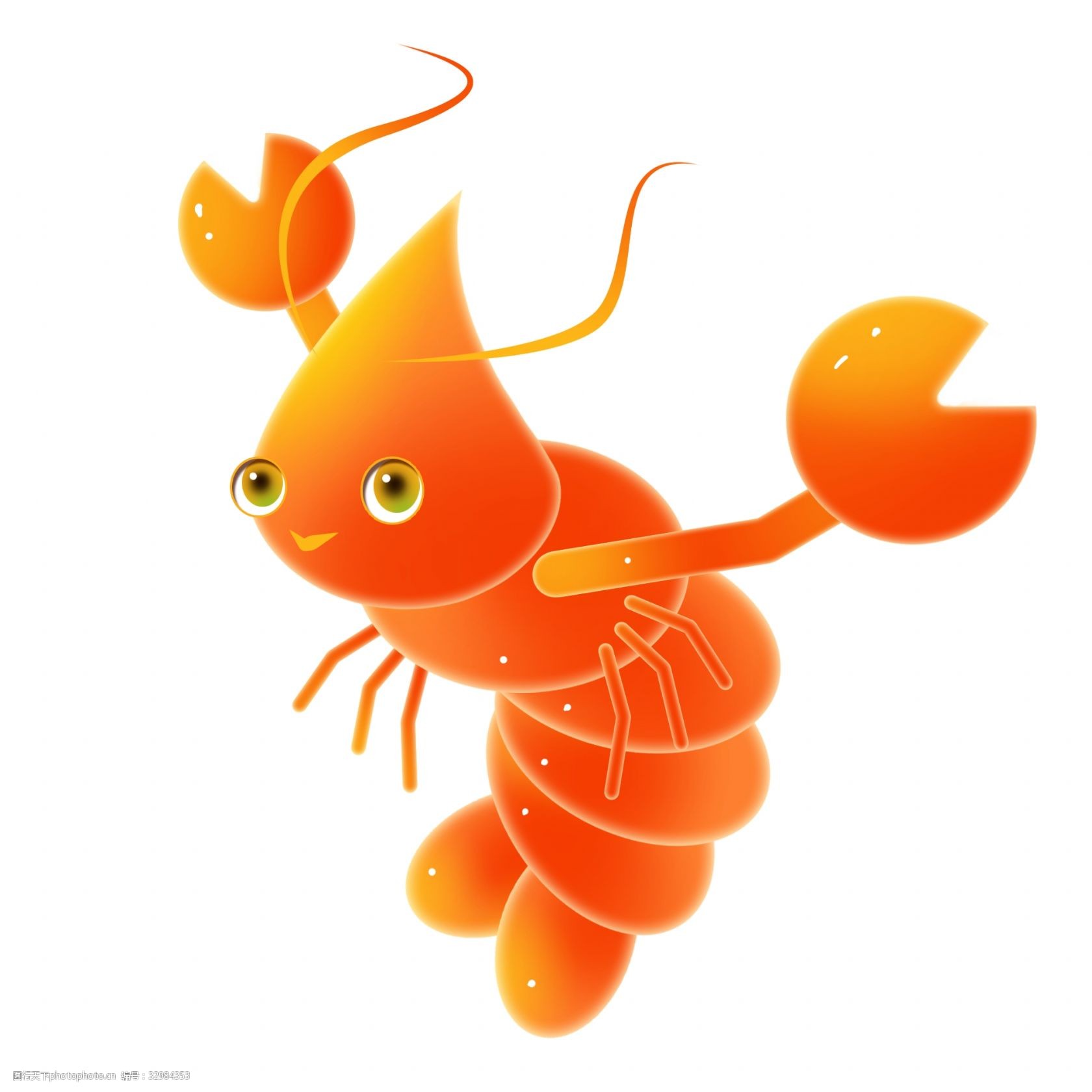 愉快的拟人龙虾插画