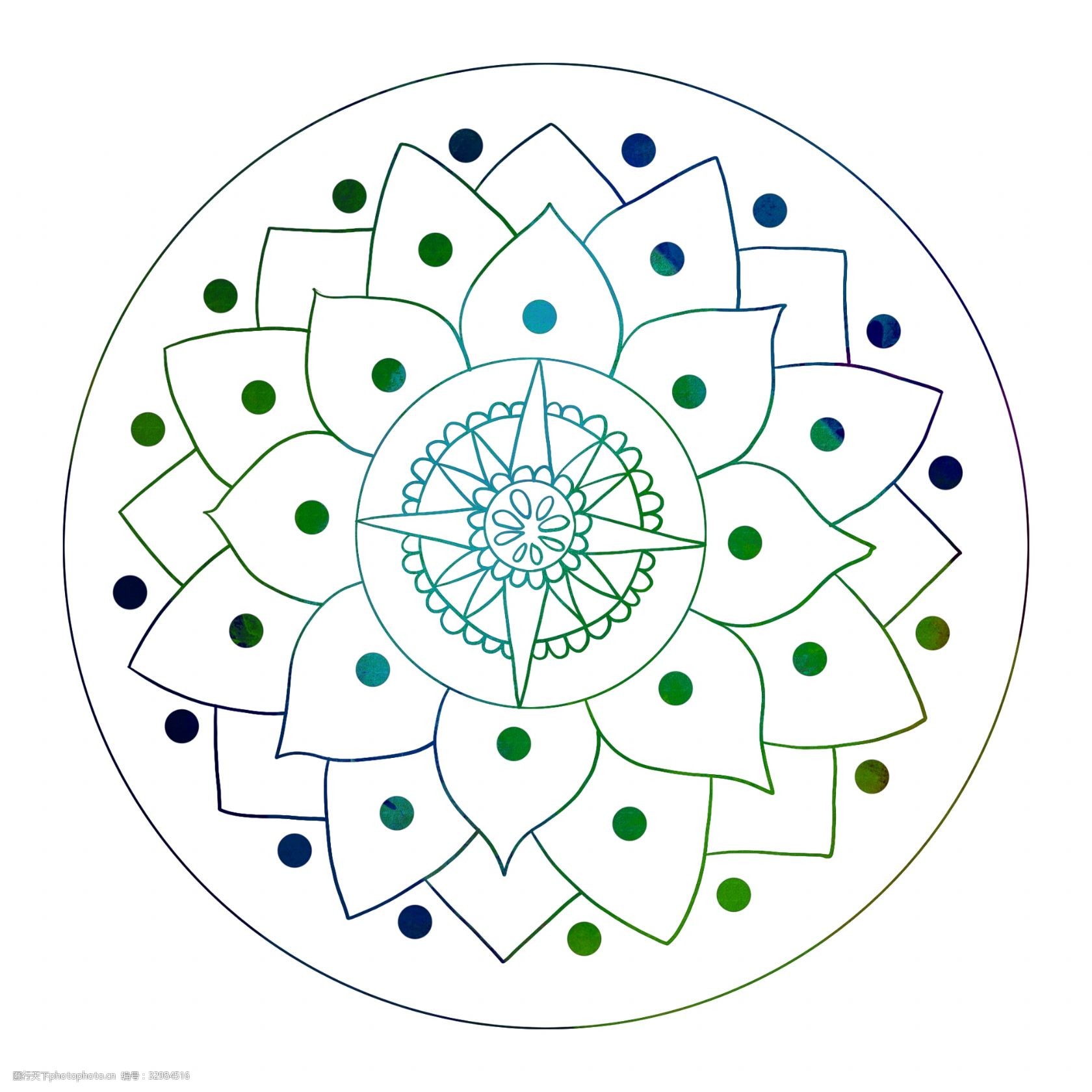 绽放的花朵 卡通插画 宗教插画 花纹插画 信仰花纹 佛教花纹