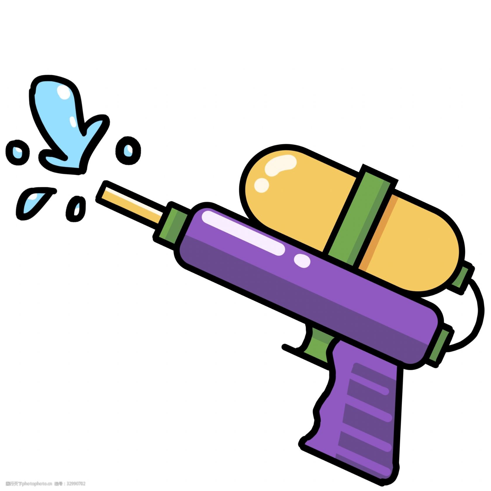 紫色的水枪装饰插画