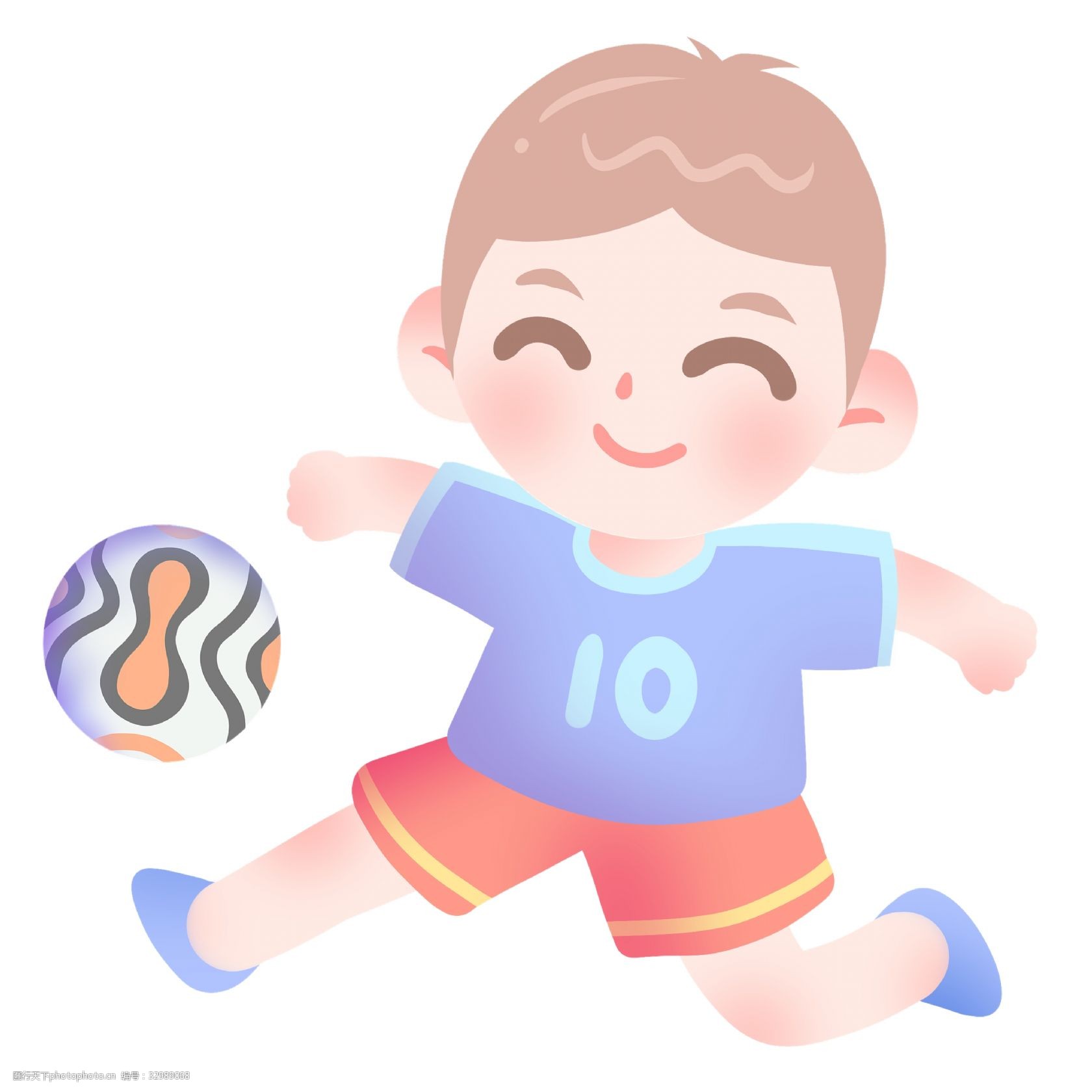 圆形足球 健身的小男孩 踢足球的小男孩 运动健身插画 卡通人物