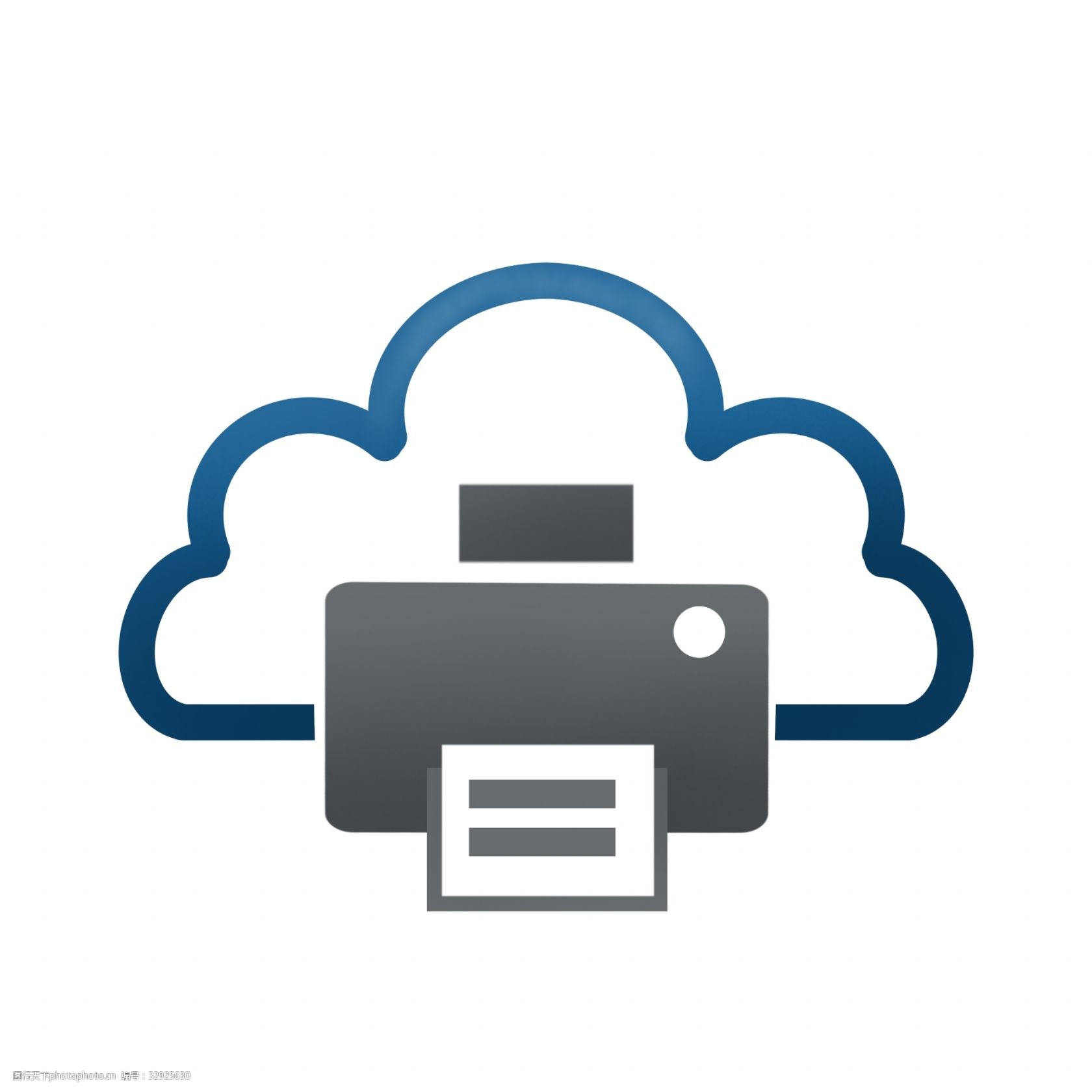 扁平化云打印图标png免抠图