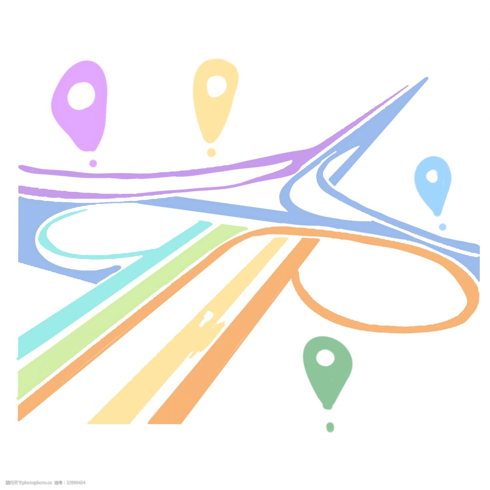 插画 彩色的公路 交错的公路 城乡公路 城市公路 漂亮的公路 创意公路