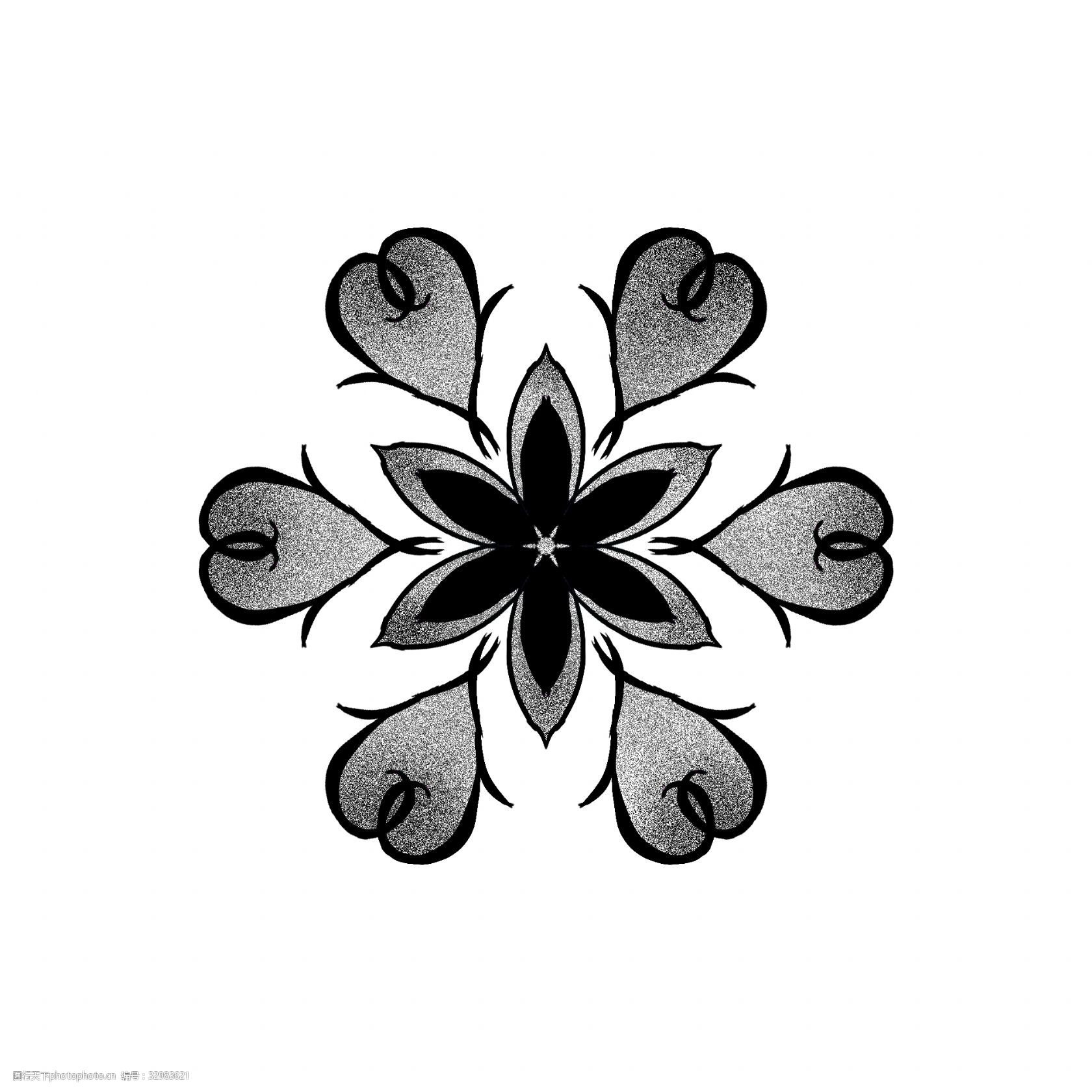 黑色的桃心纹身插画