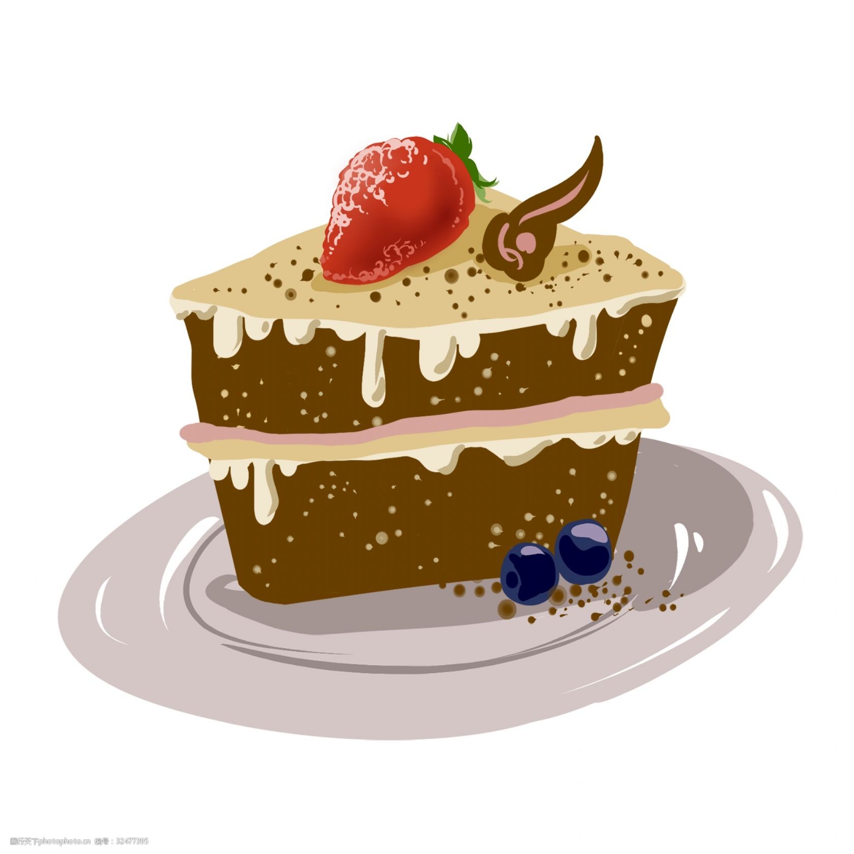 手绘蛋糕小吃草莓巧克力甜点美食