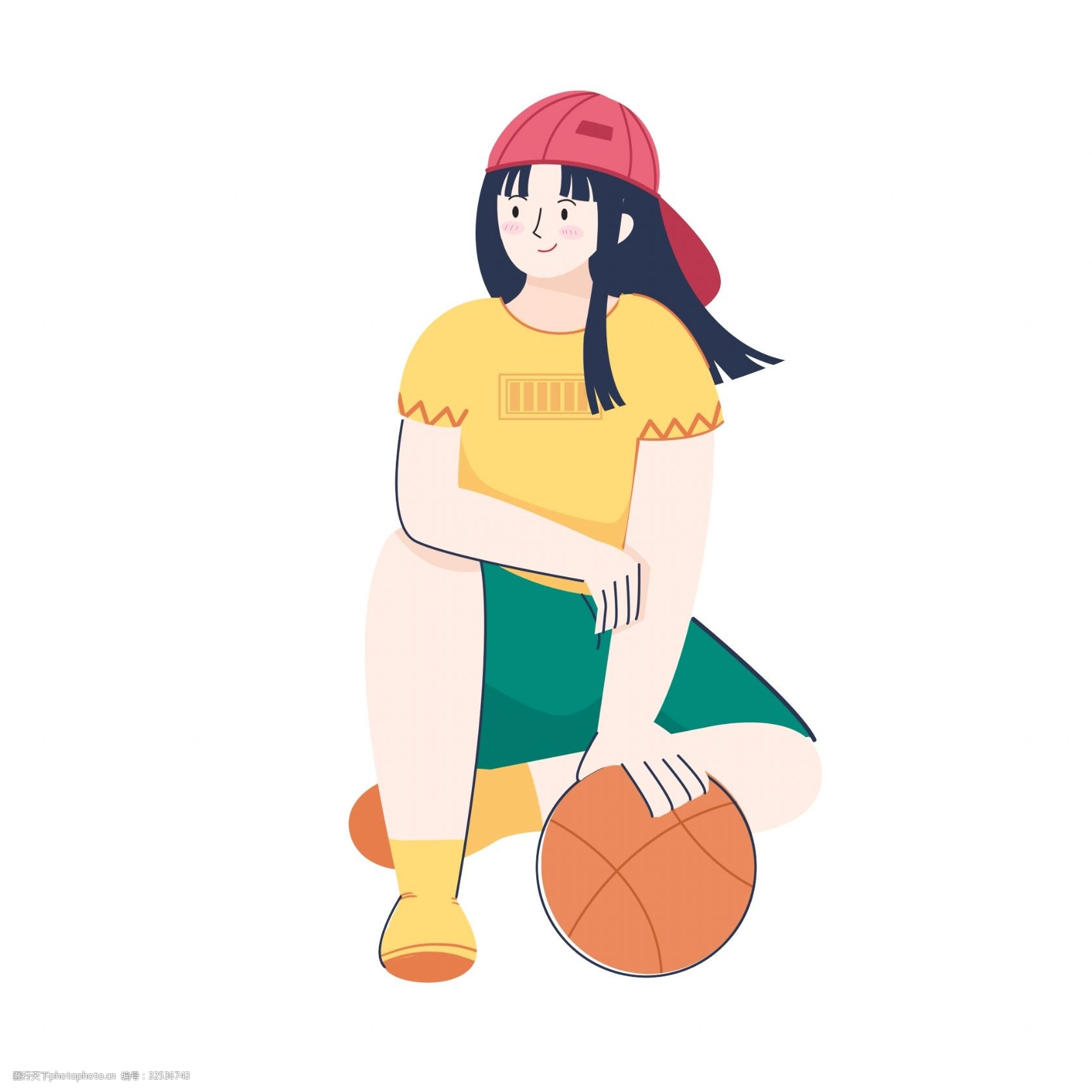 创意手绘打篮球的女孩