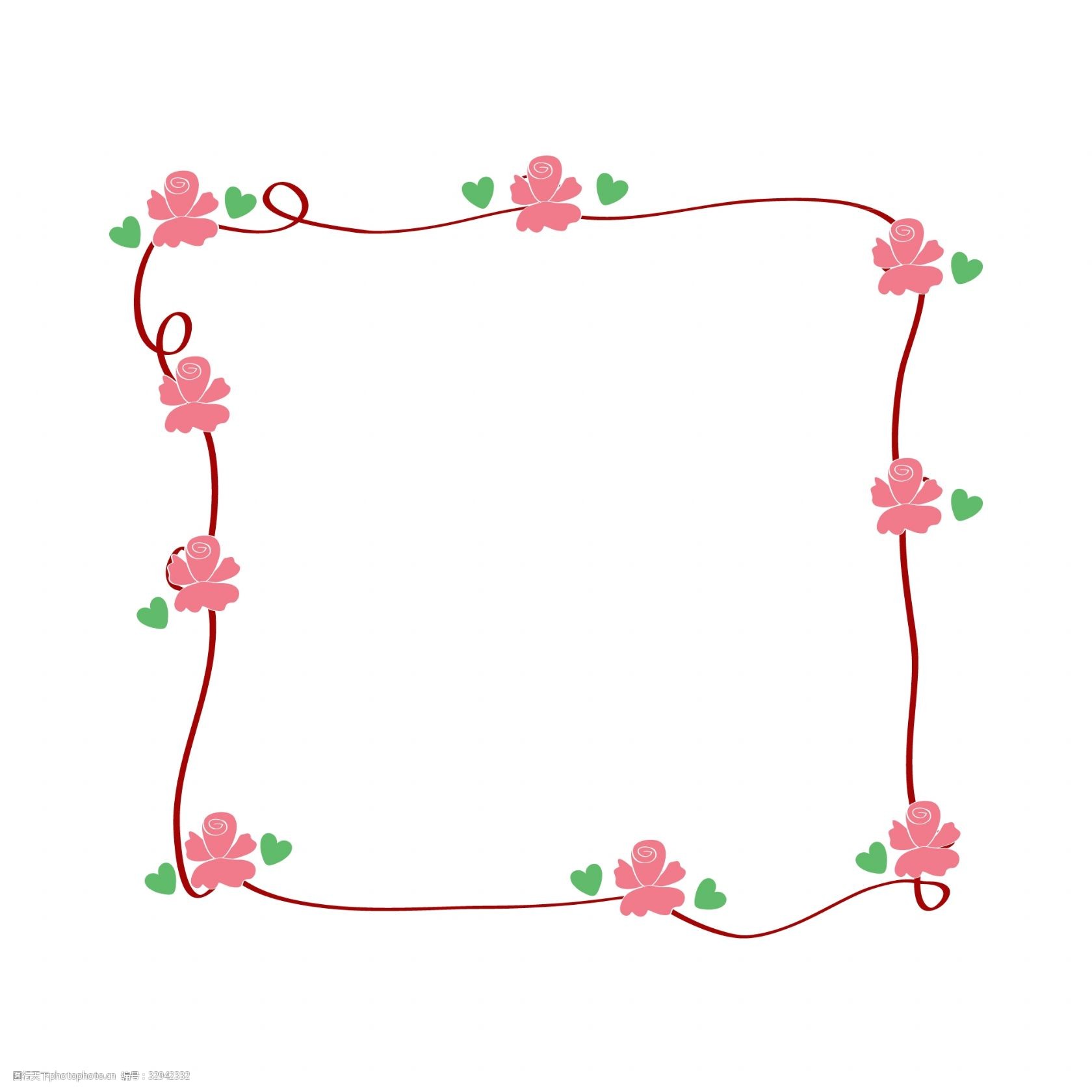 关键词:花朵的情人节边框 花朵的边框 卡通插画 情人节边框 简易边框