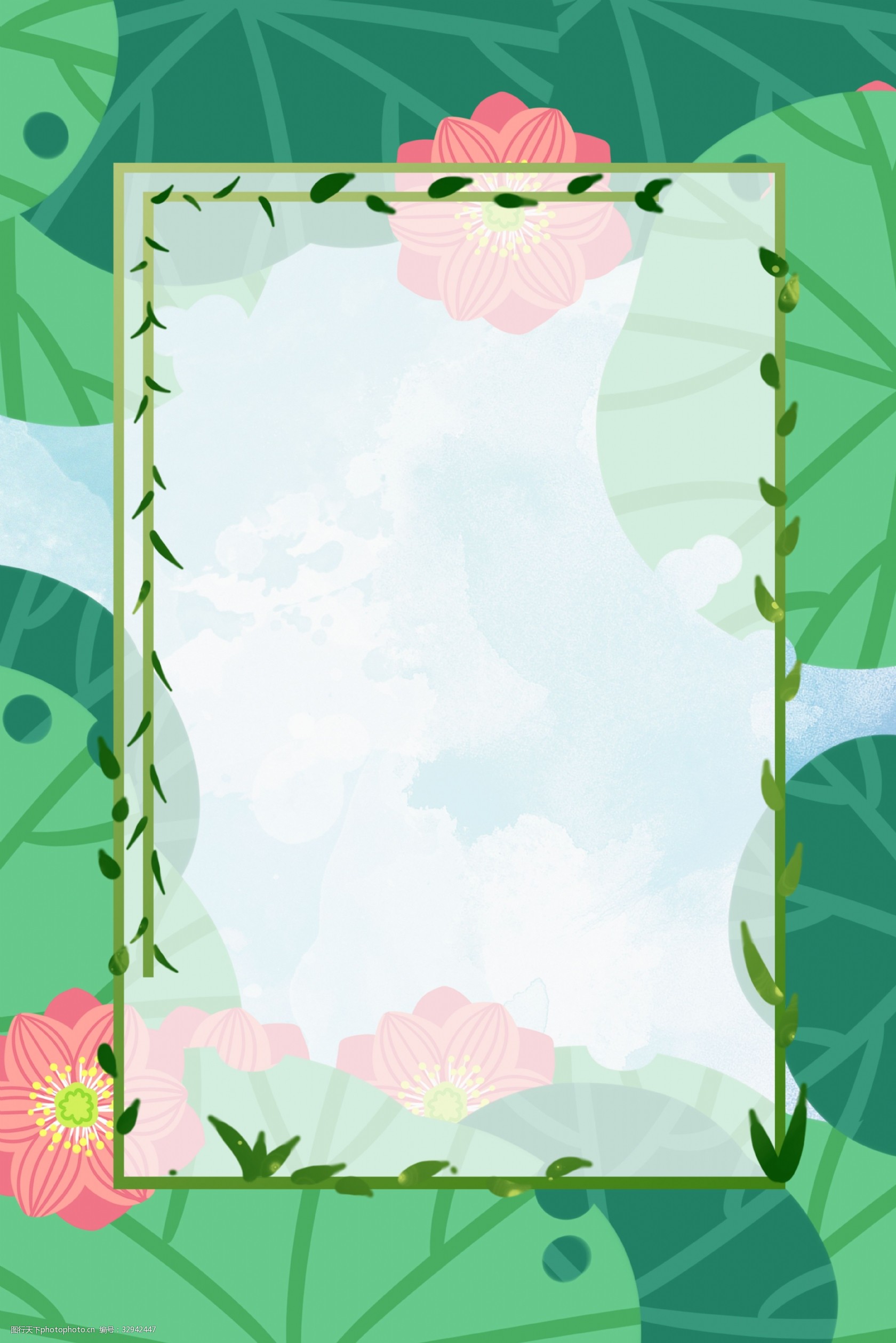 荷花边框背景图片