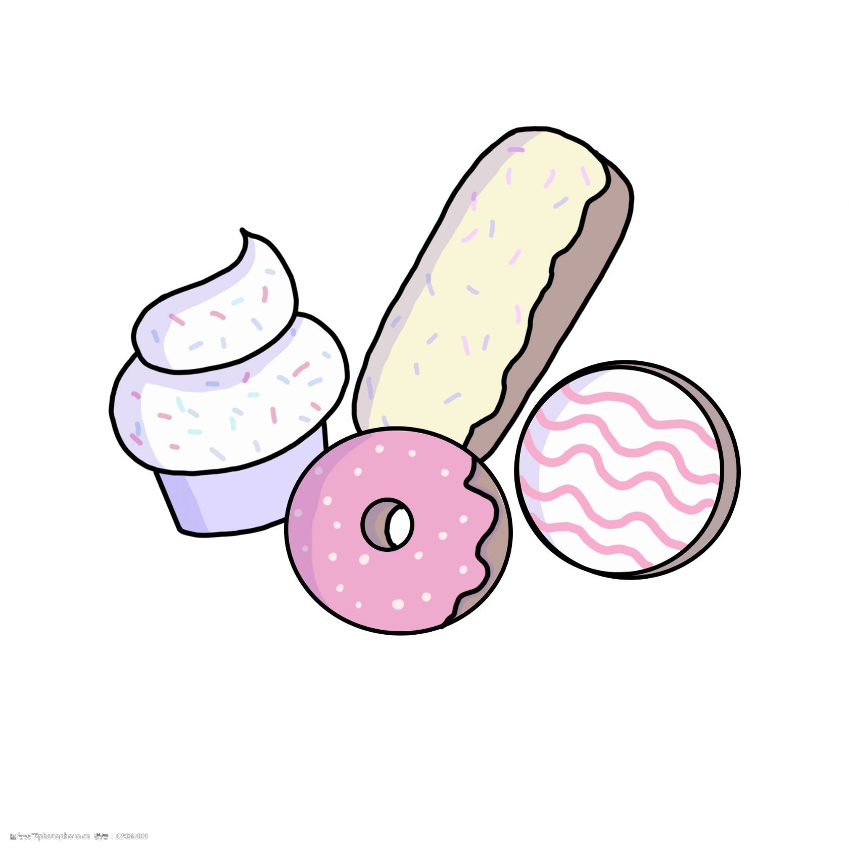 关键词:精美的美味甜点插画 美味的甜点 甜食插画 甜甜圈 甜筒 卡通