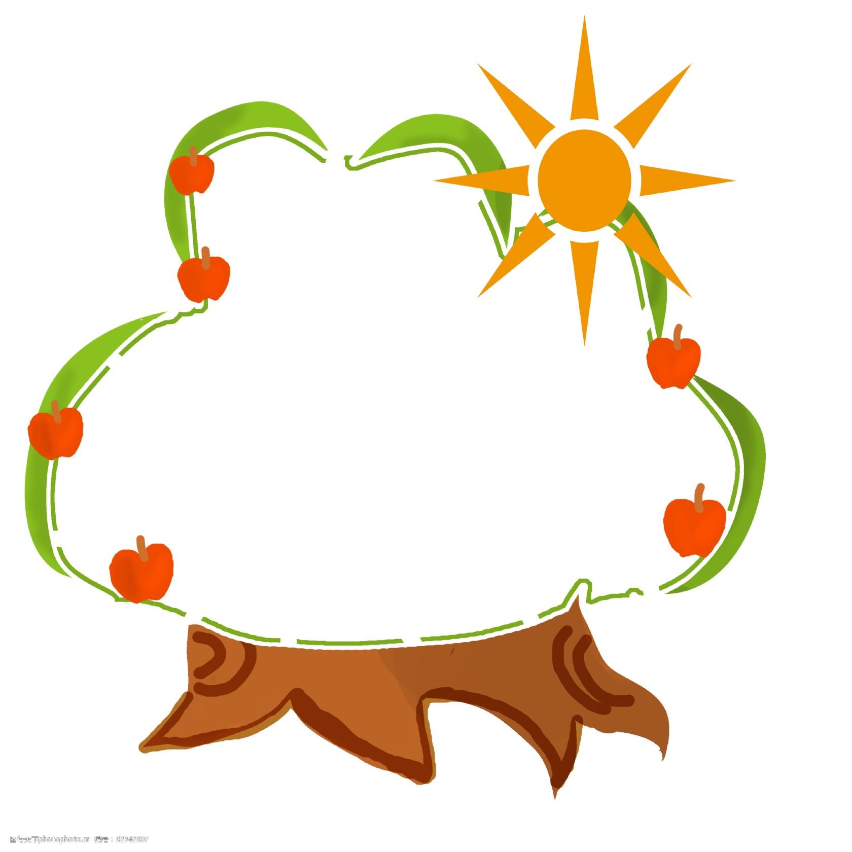 苹果边框卡通插画