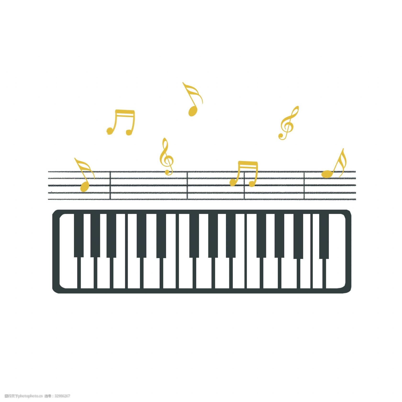 清新钢琴乐器插画