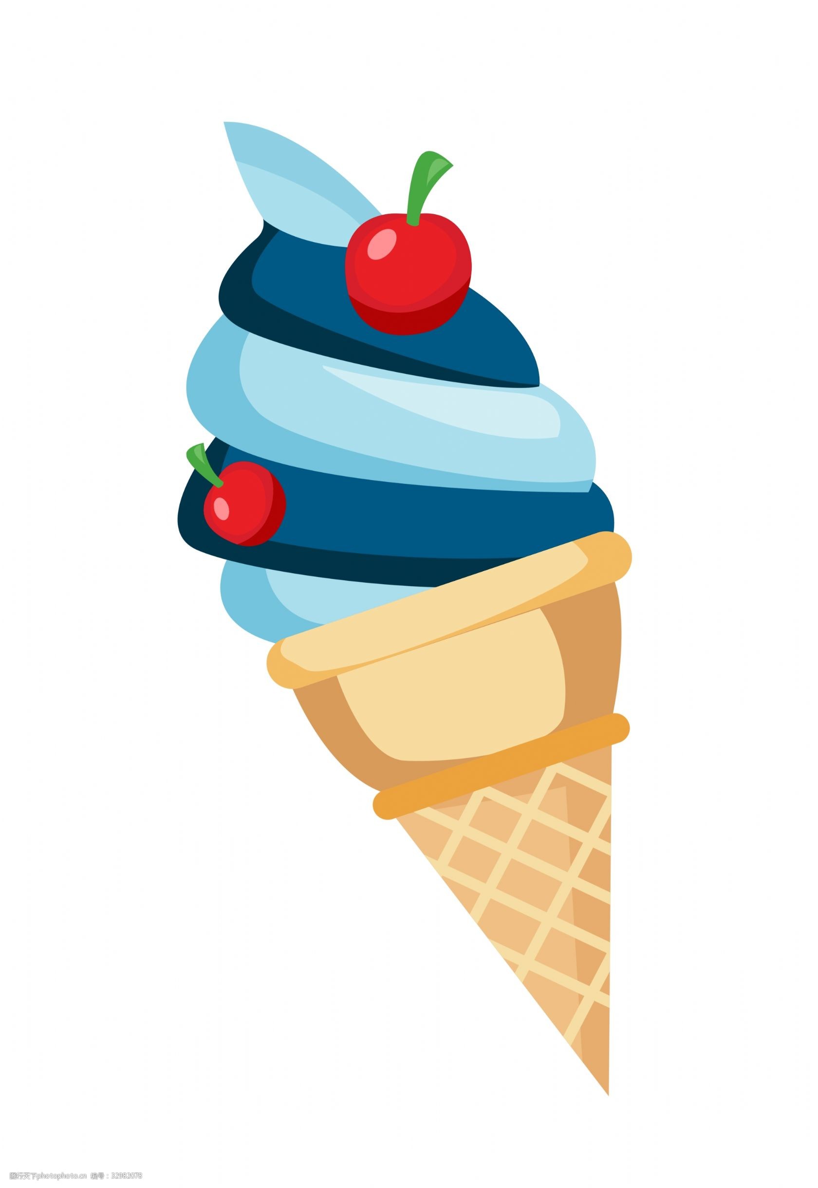 关键词:小吃冰淇淋的插画 蓝色的冰淇淋 卡通插画 小吃插画 美味插画