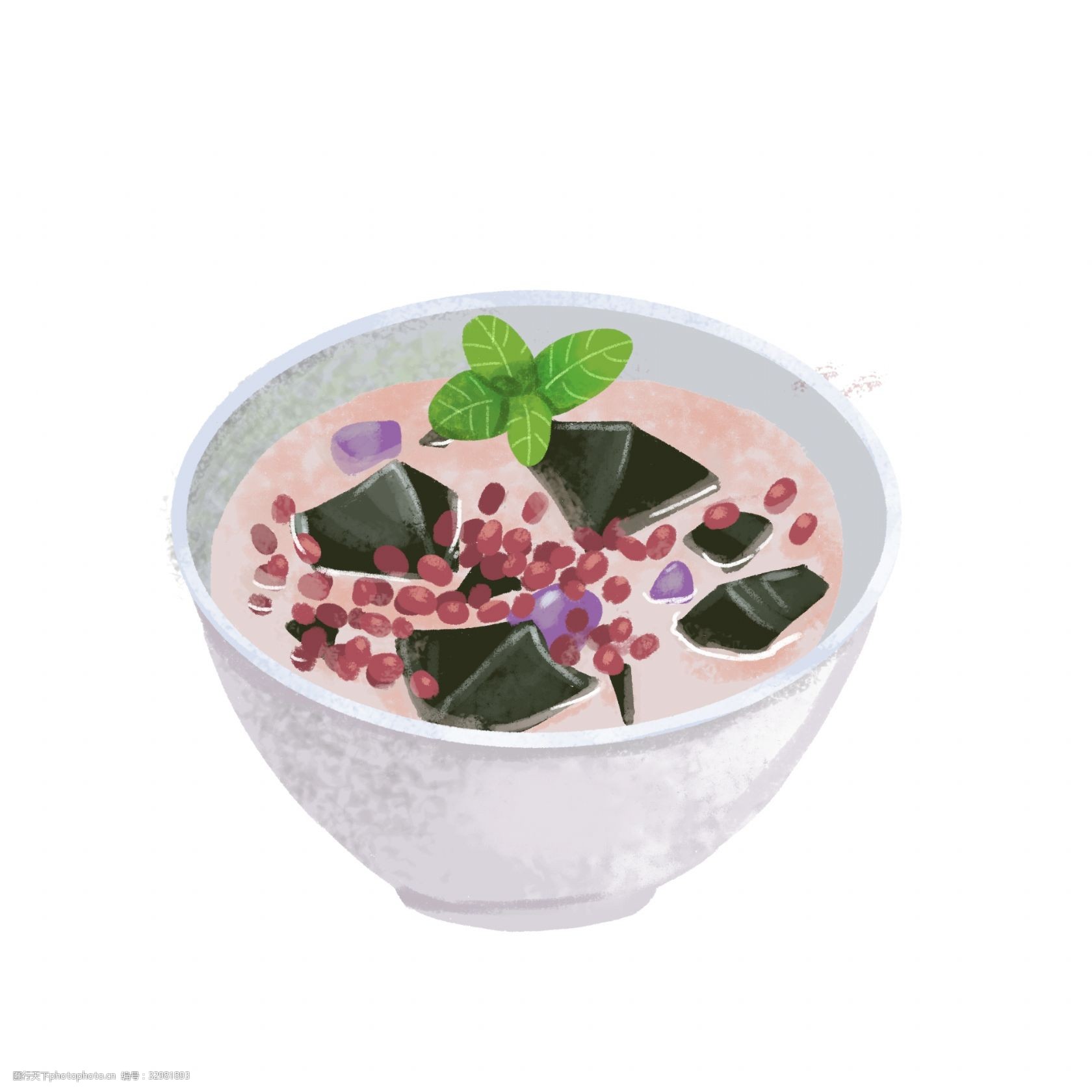 小吃烧仙草的插画图片-图行天下图库