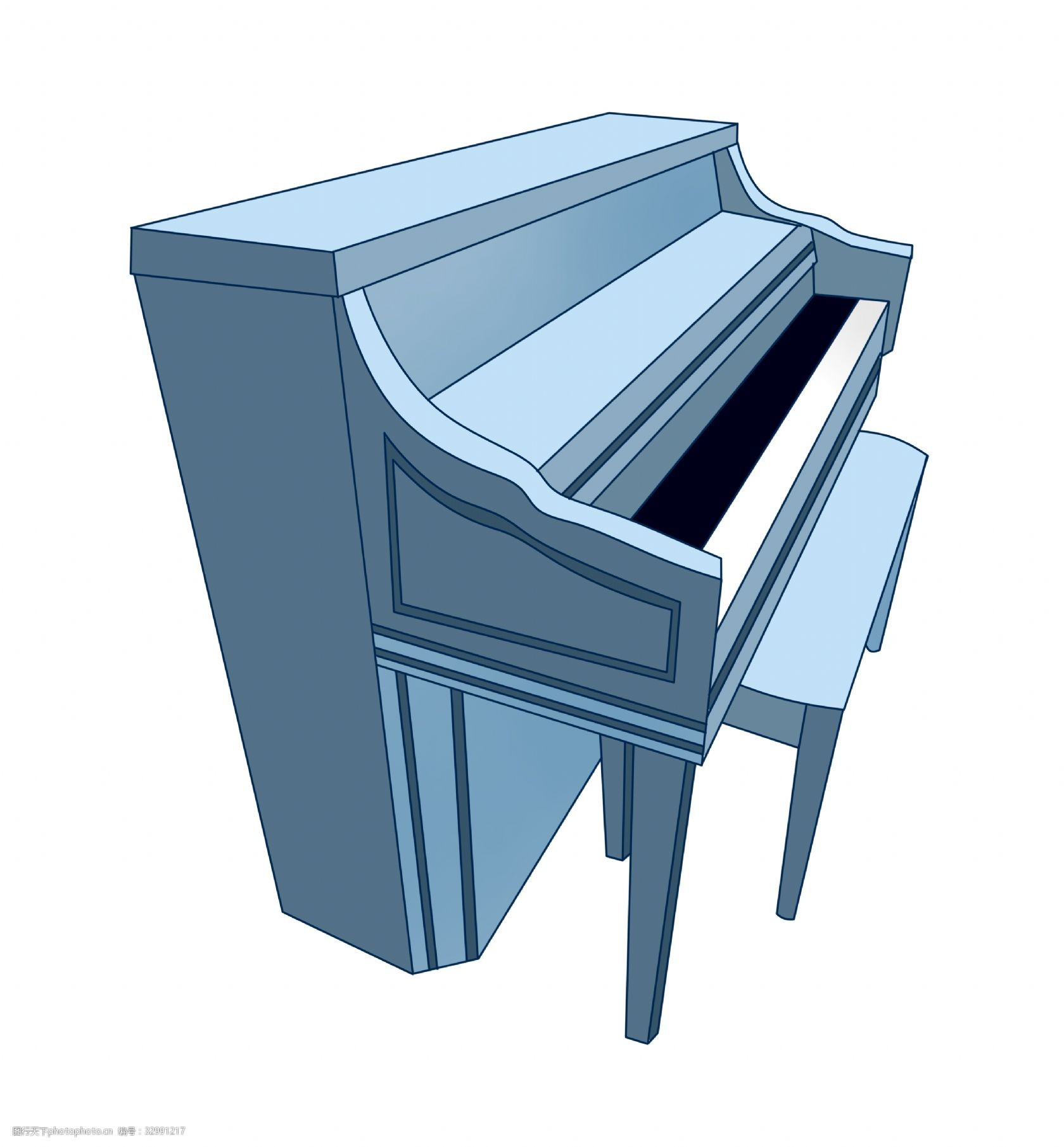 蓝色的钢琴装饰插画