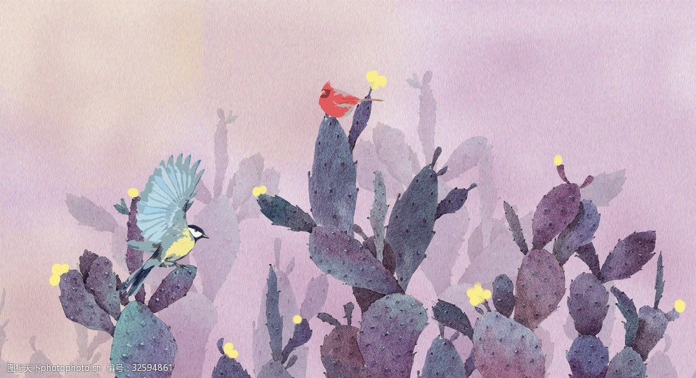 唯美壁纸复古风景画水彩