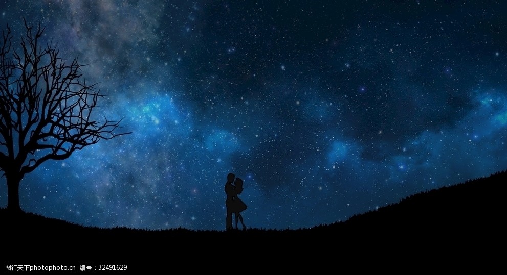 星空爱情浪漫情侣纹理蓝色天空