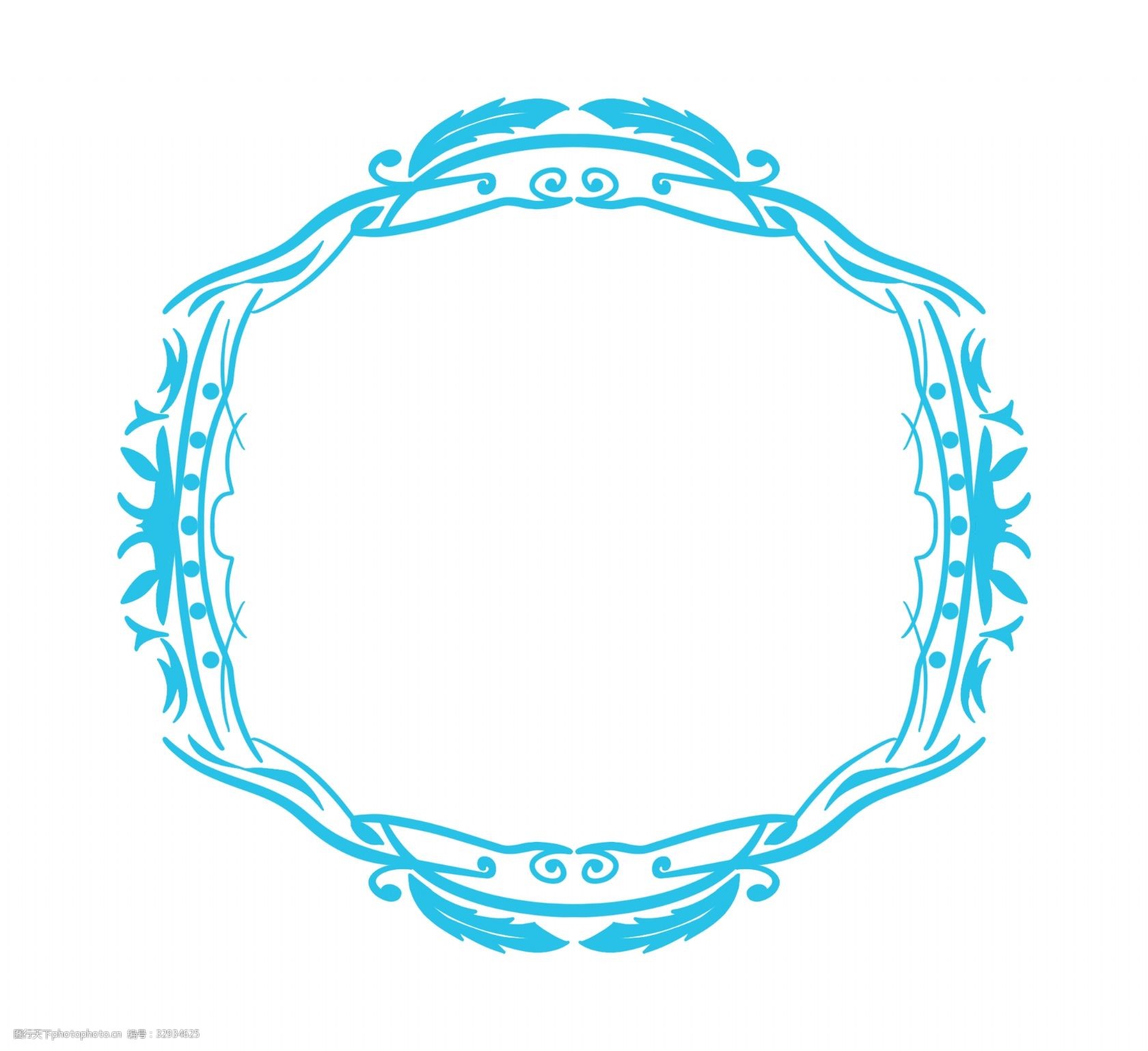 卡通圆形蓝色边框