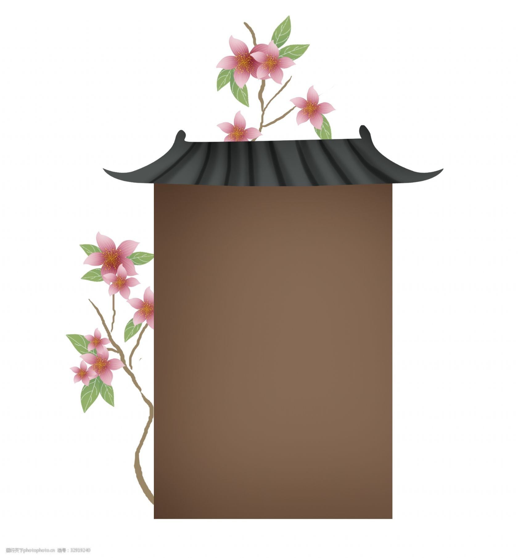 古风桃树建筑文字框