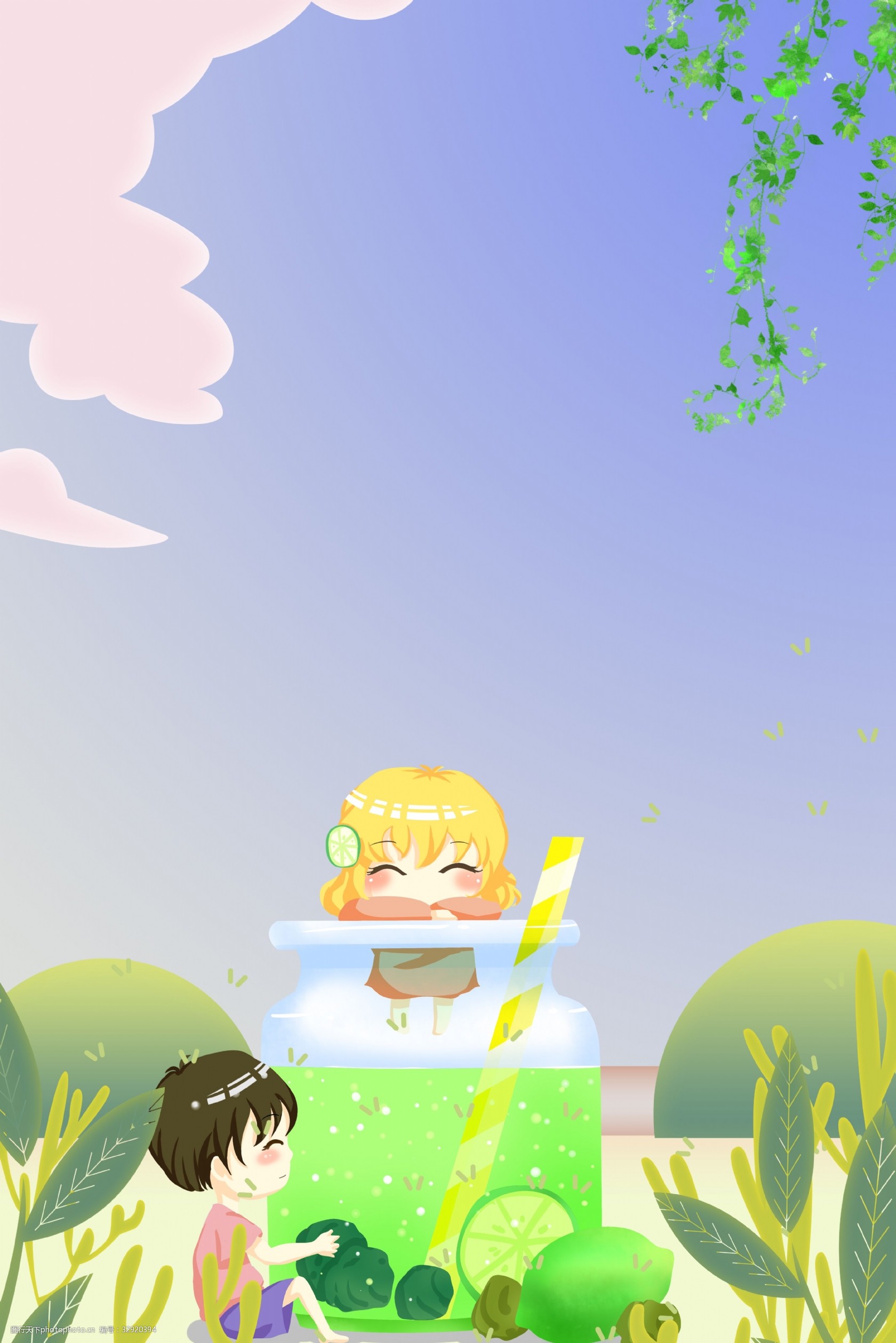 夏季水果清新卡通背景