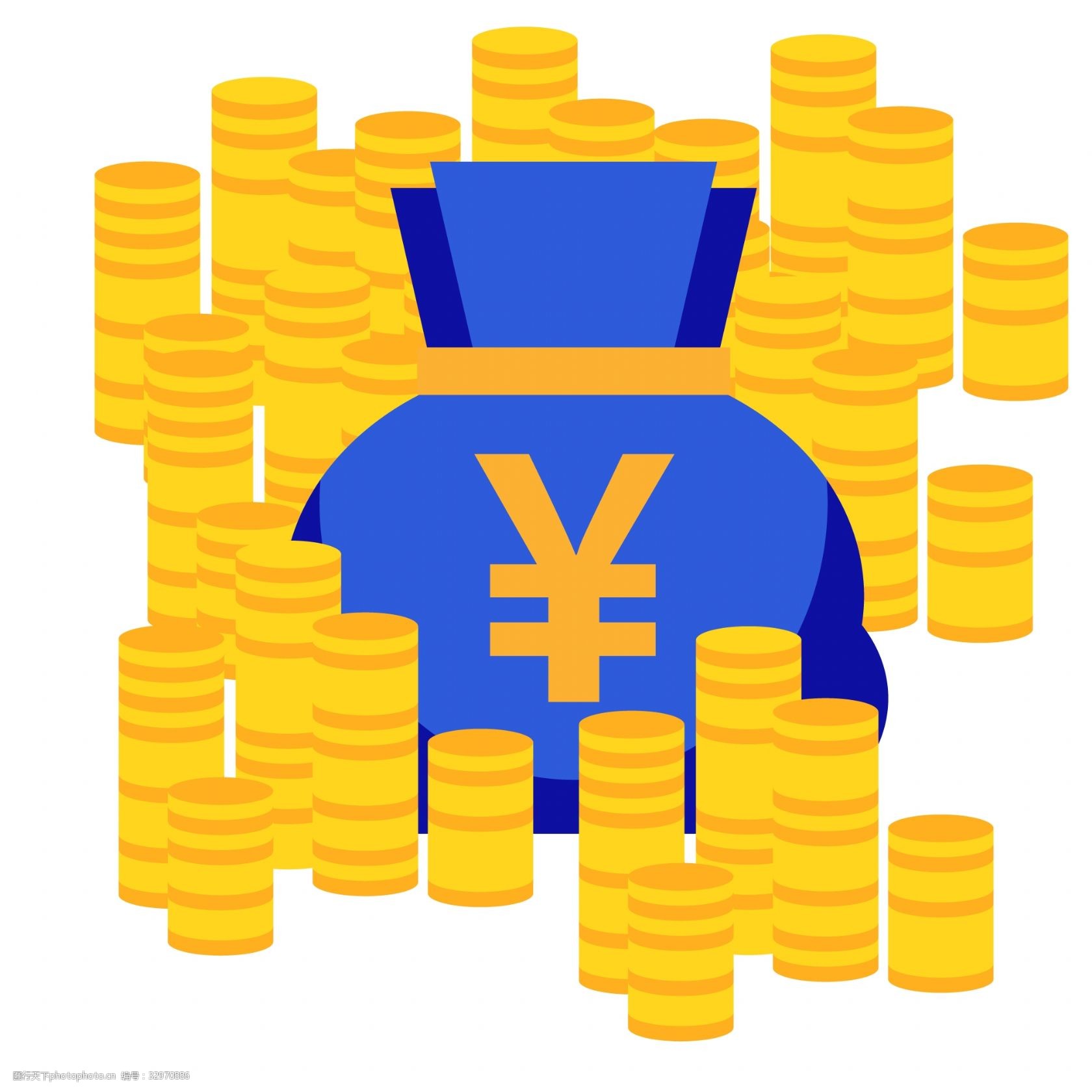 钱袋子金融主题插画png免抠