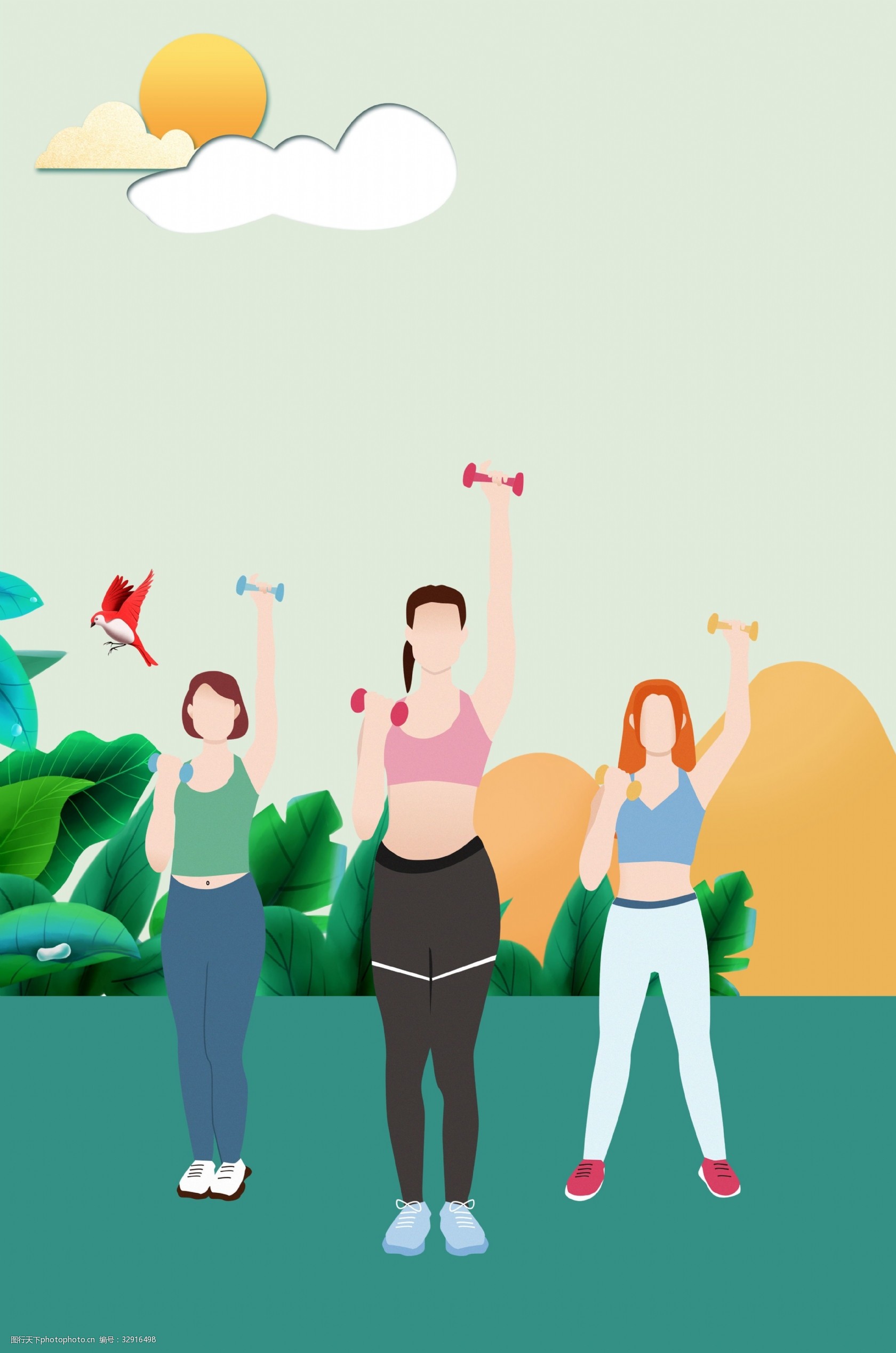 背景 健美操 运动 蓝色背景 文艺 psd源文件 淘宝 天猫 海报背景 健身