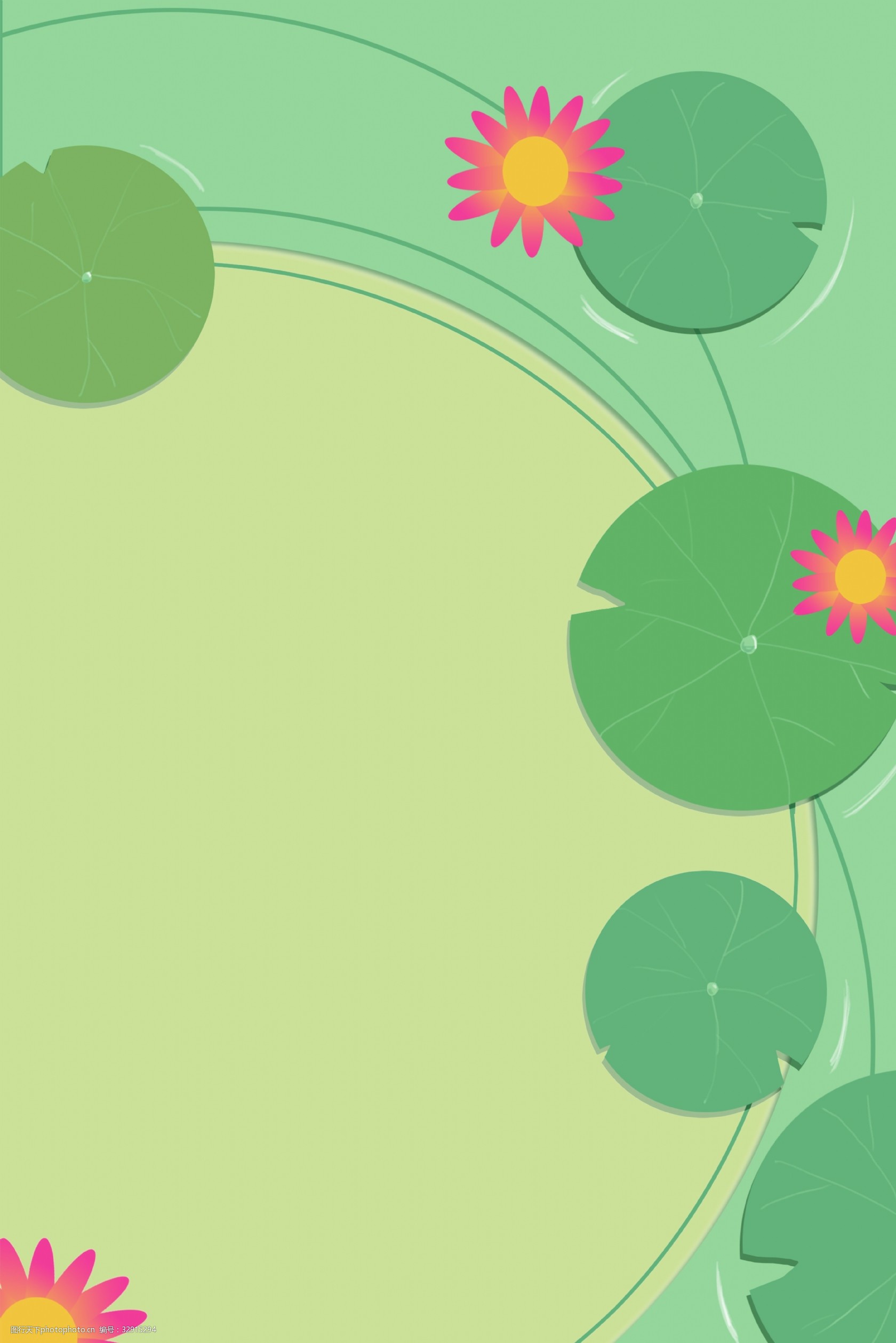 关键词:荷花绿色简约风海报banner背景 荷花 复古风 绿色背景 文艺