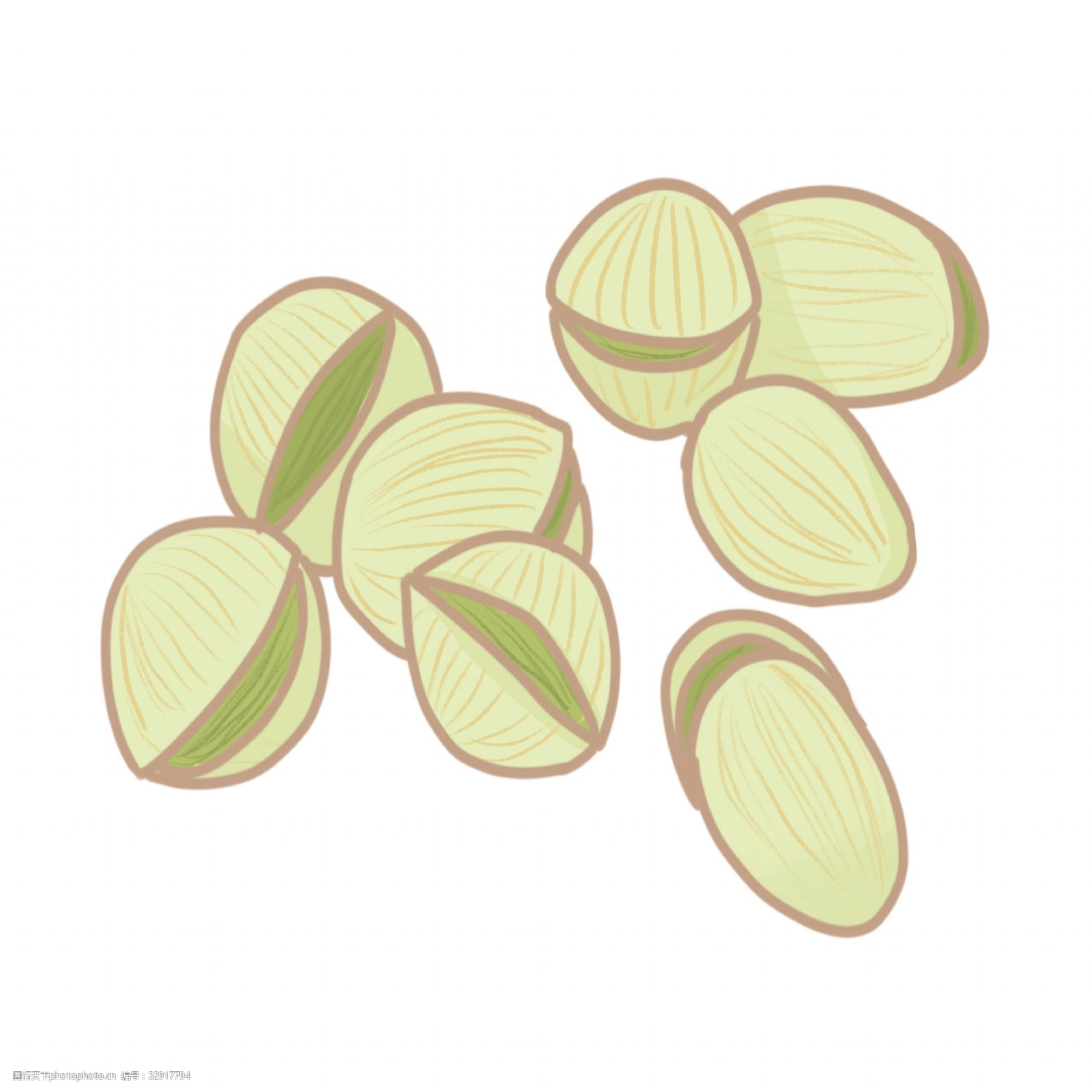 白色坚果装饰插图