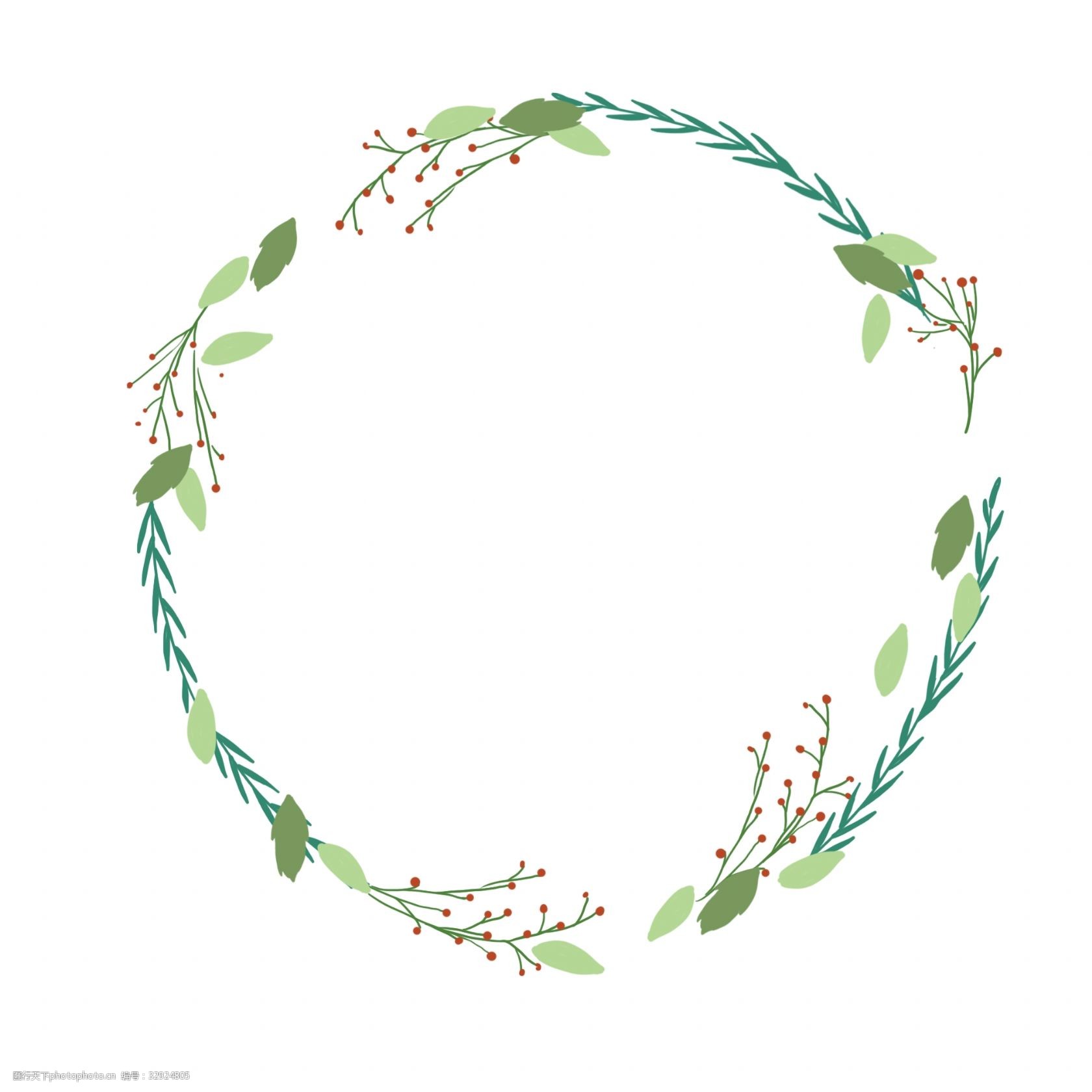 红色小草边框插画