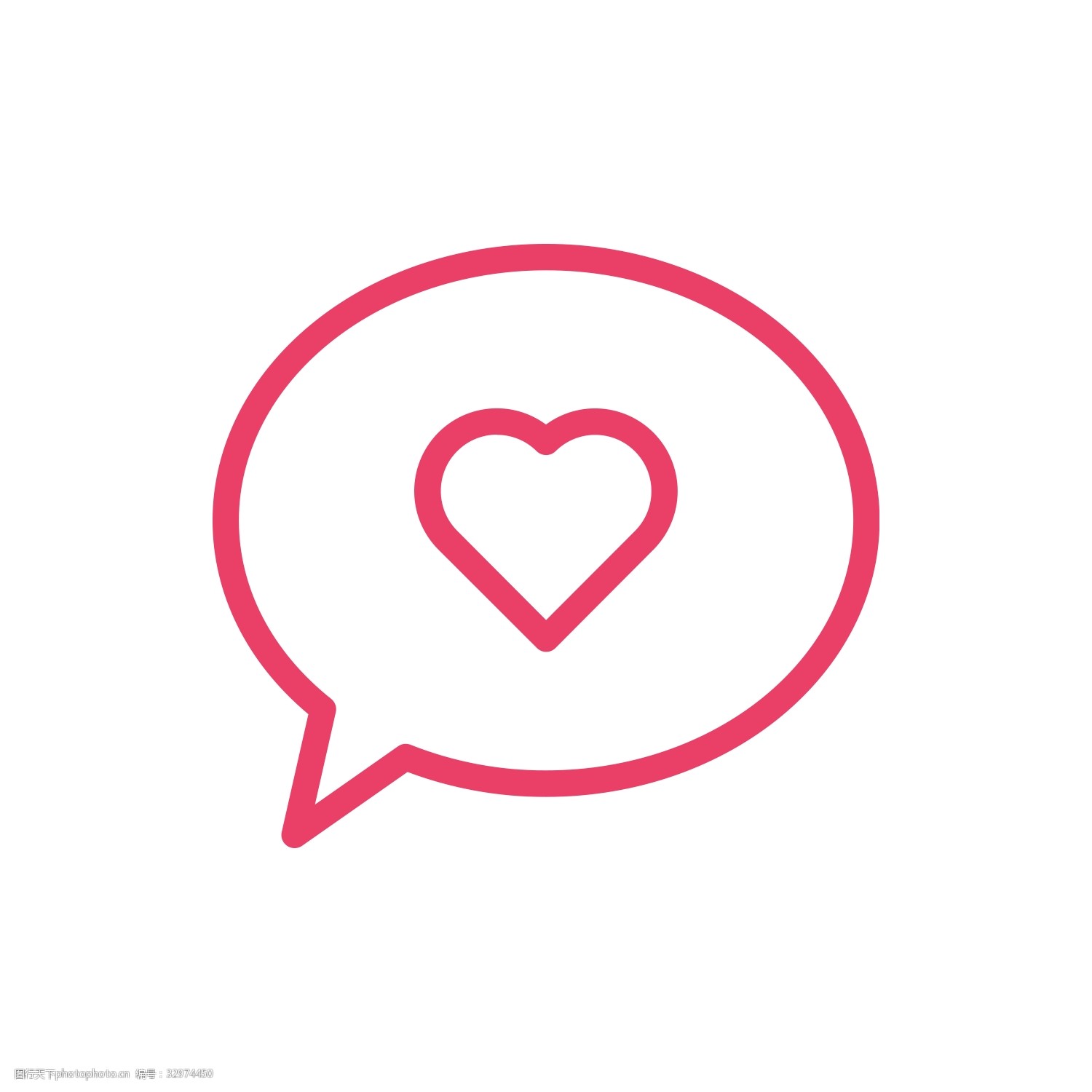 玫红色线性情人节爱心对话图标