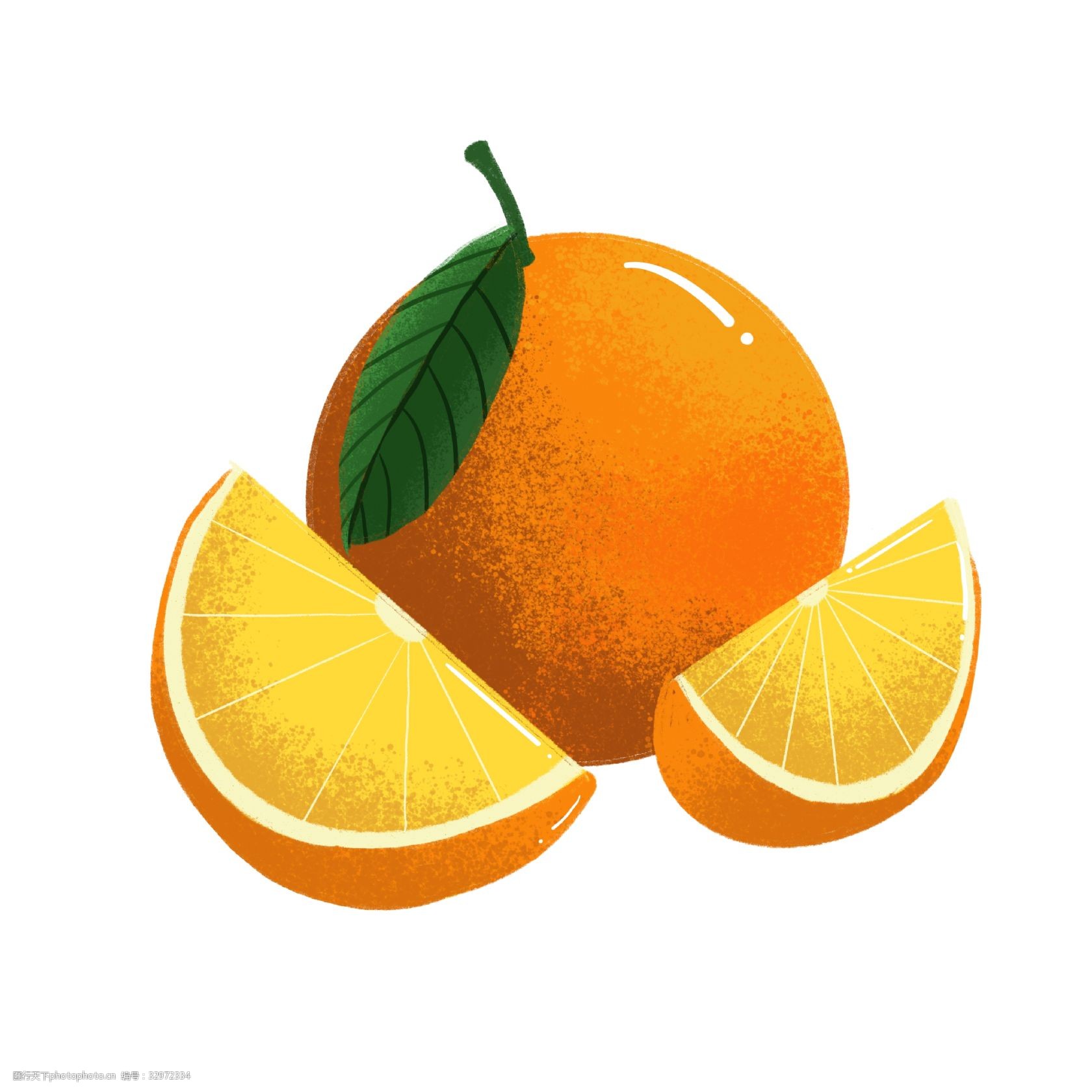 夏季橘色平面设计橘子