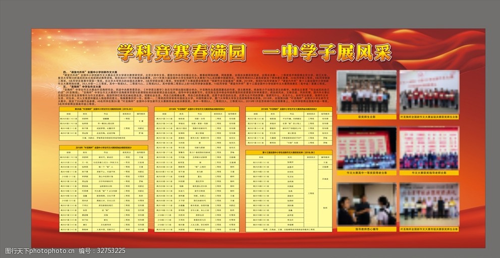 学科竞赛获奖红色喜庆展板