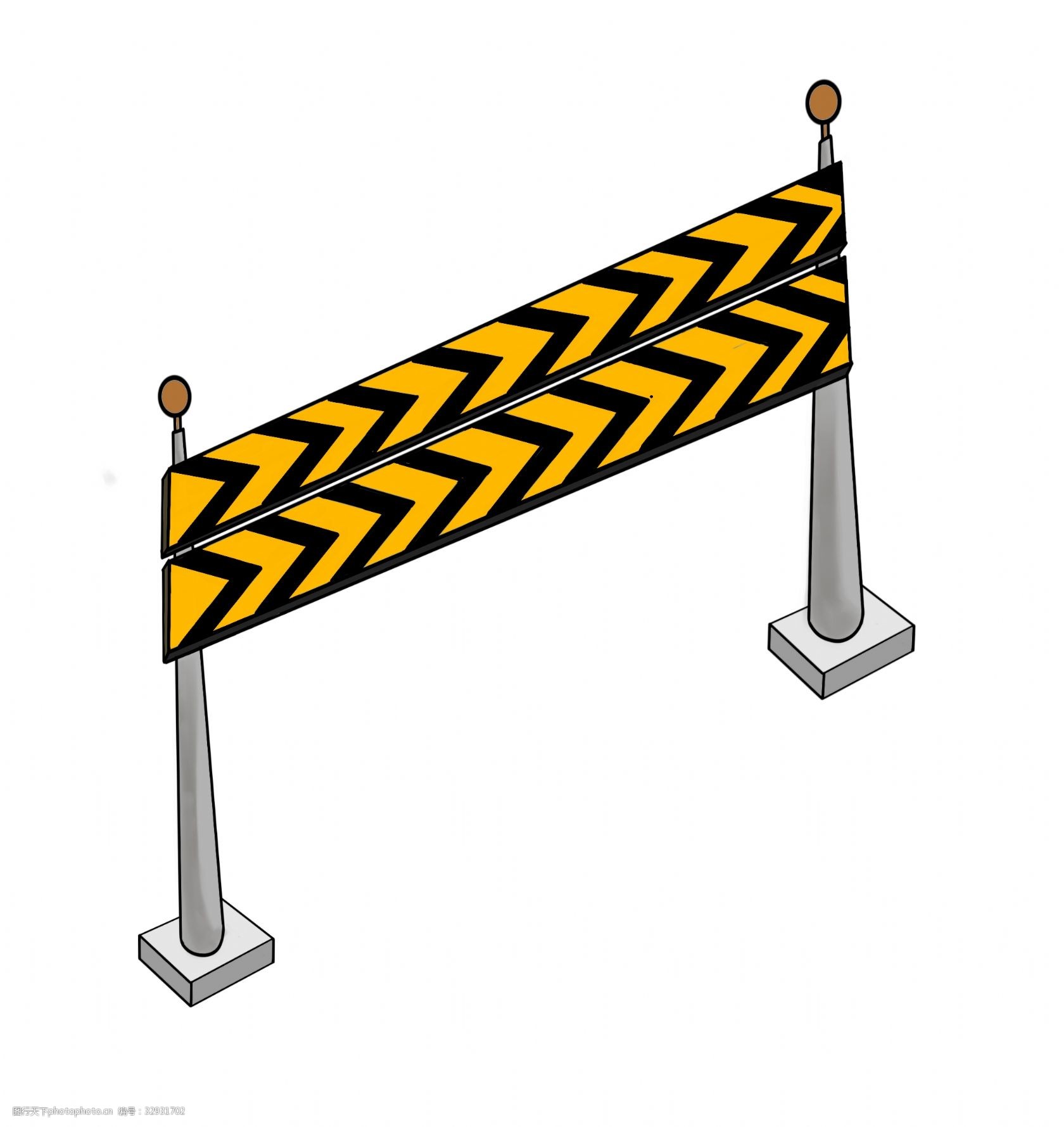 黄色警示路障标志