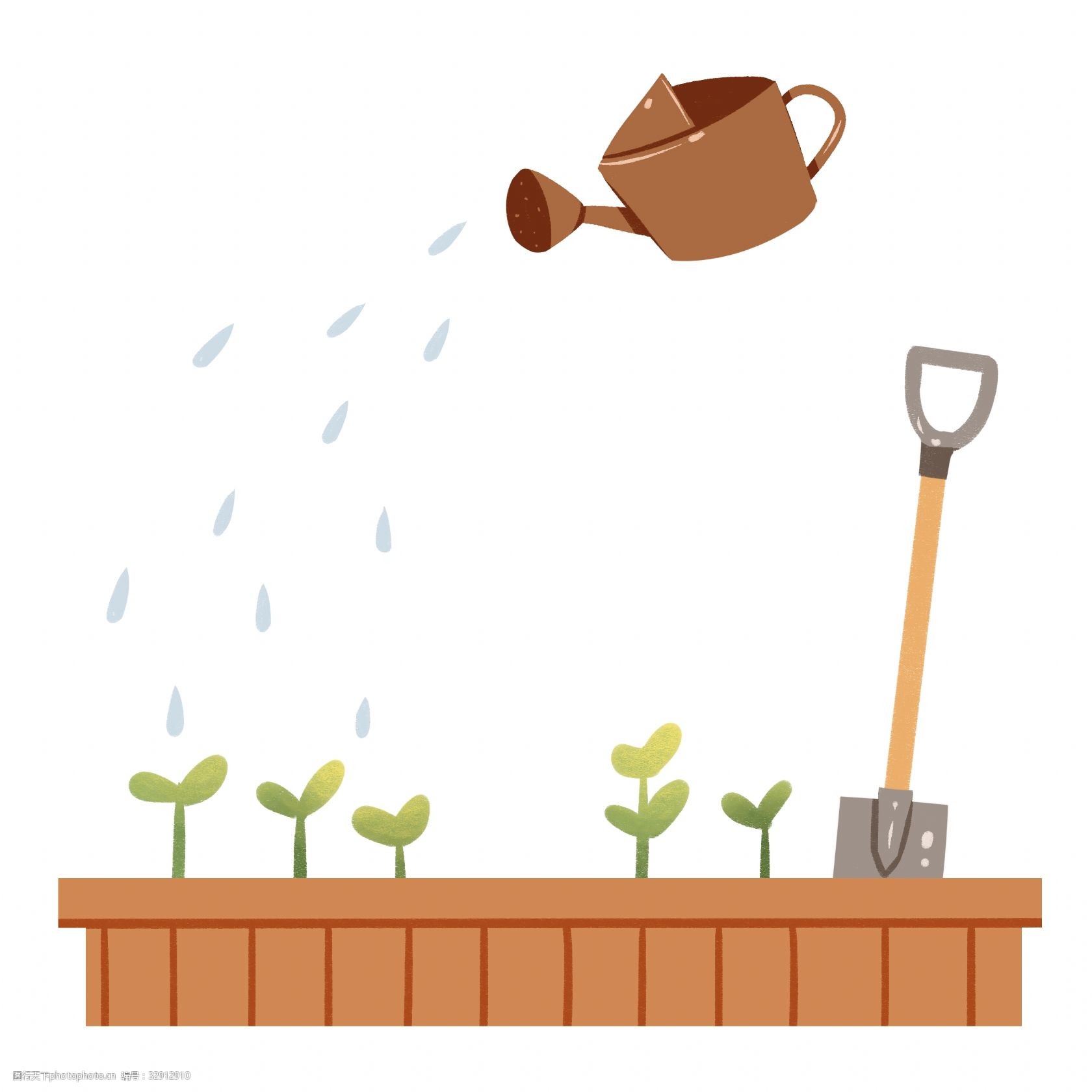 劳动节洒水壶装饰边框