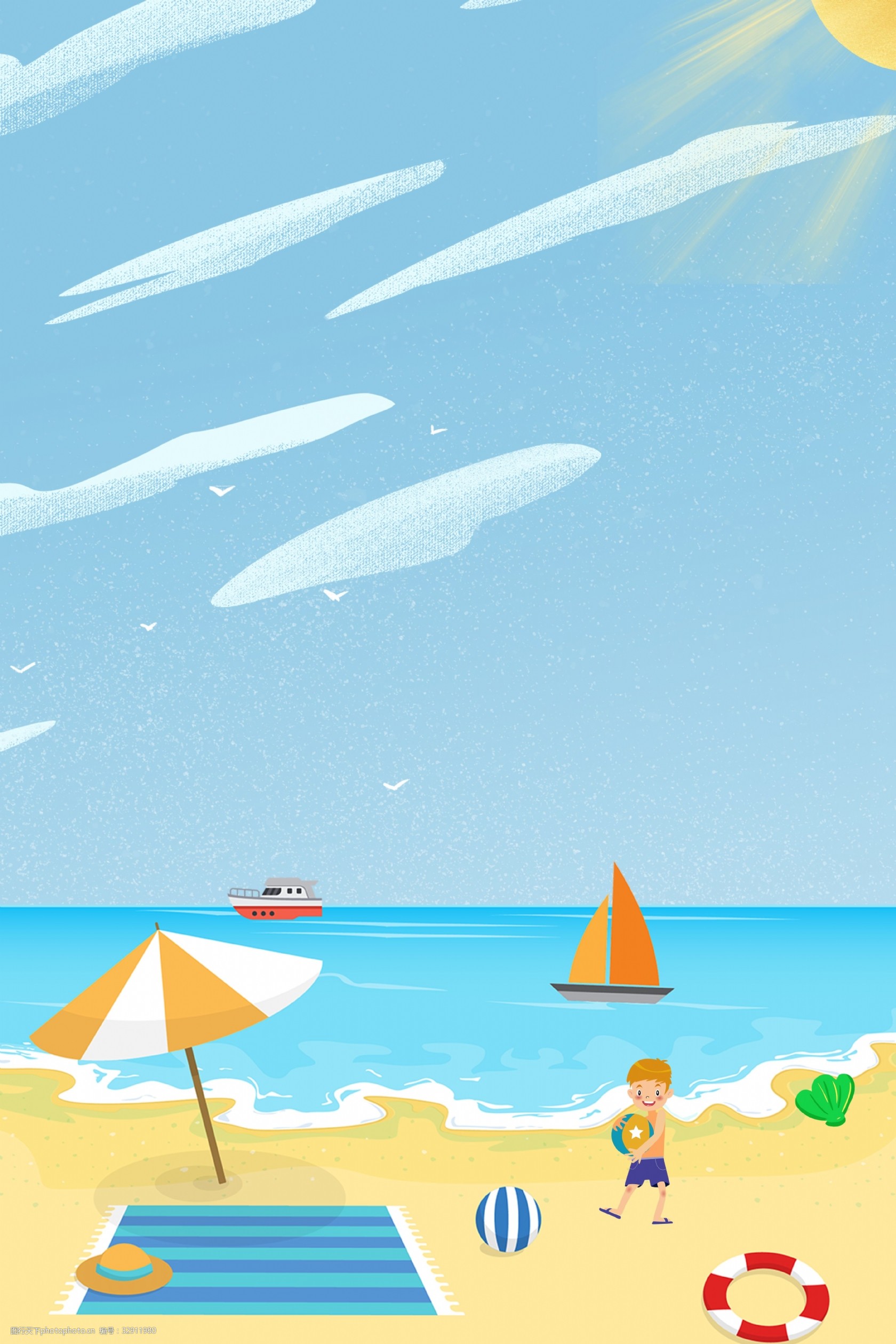 夏日海滩男孩背景banner