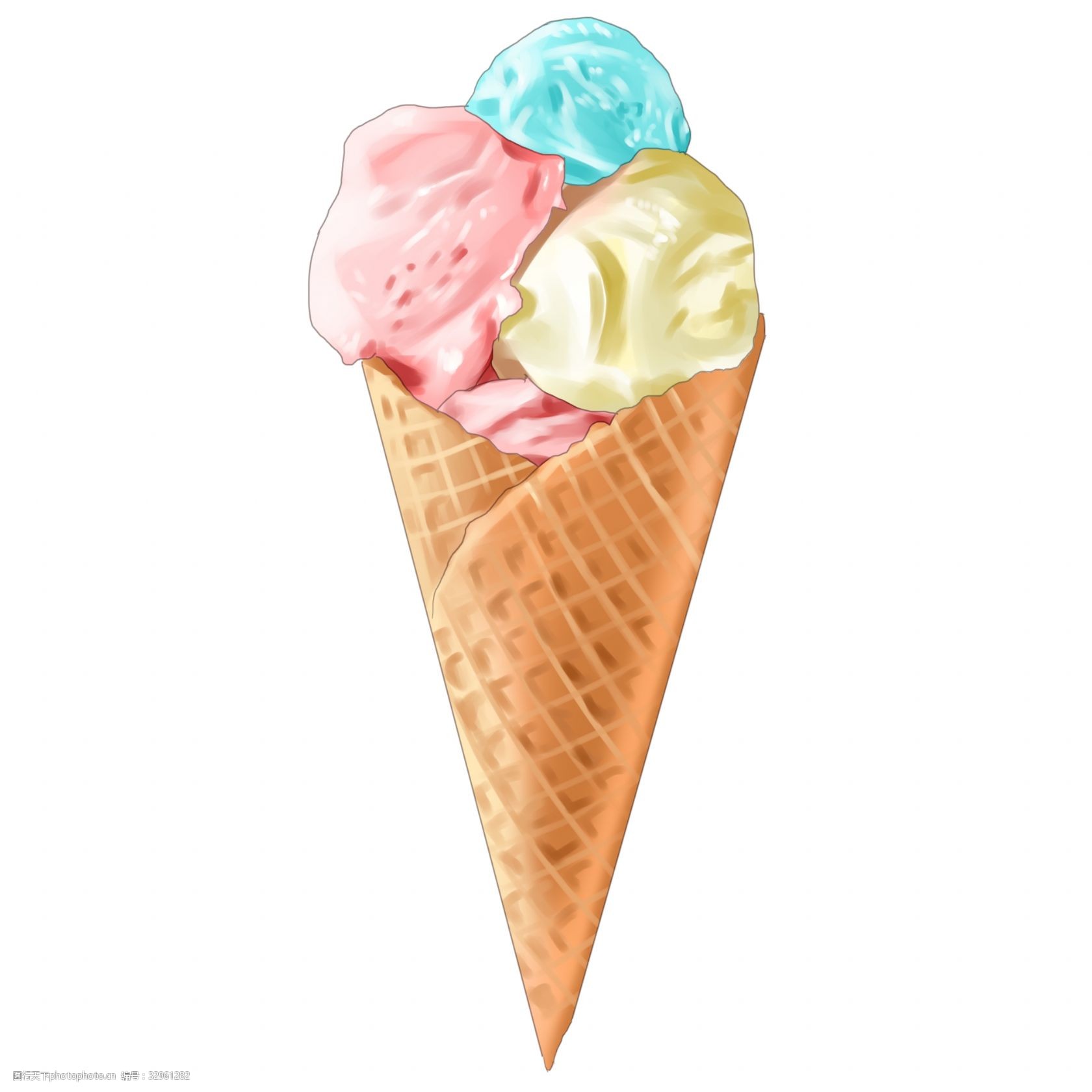 卡通三色冰淇淋