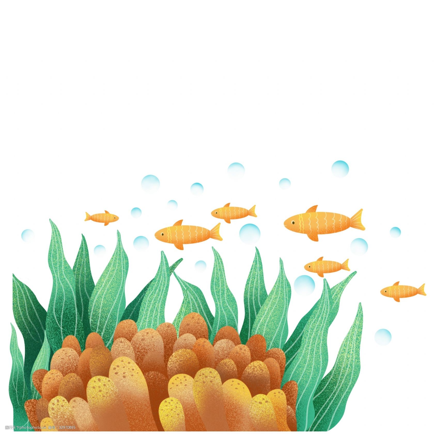 夏日海底世界植物png免抠图