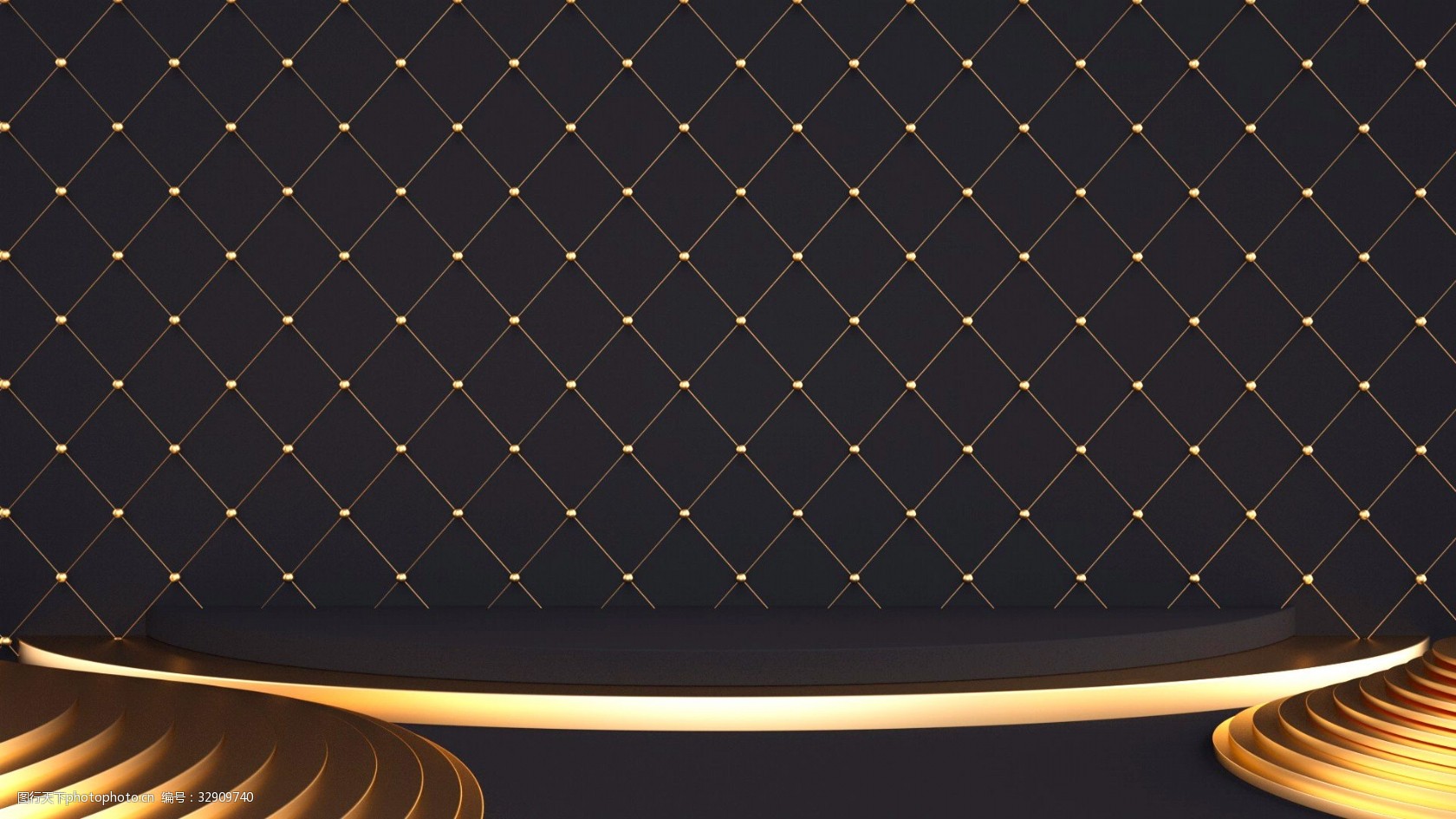c4d时尚大气黑金网格海报背景