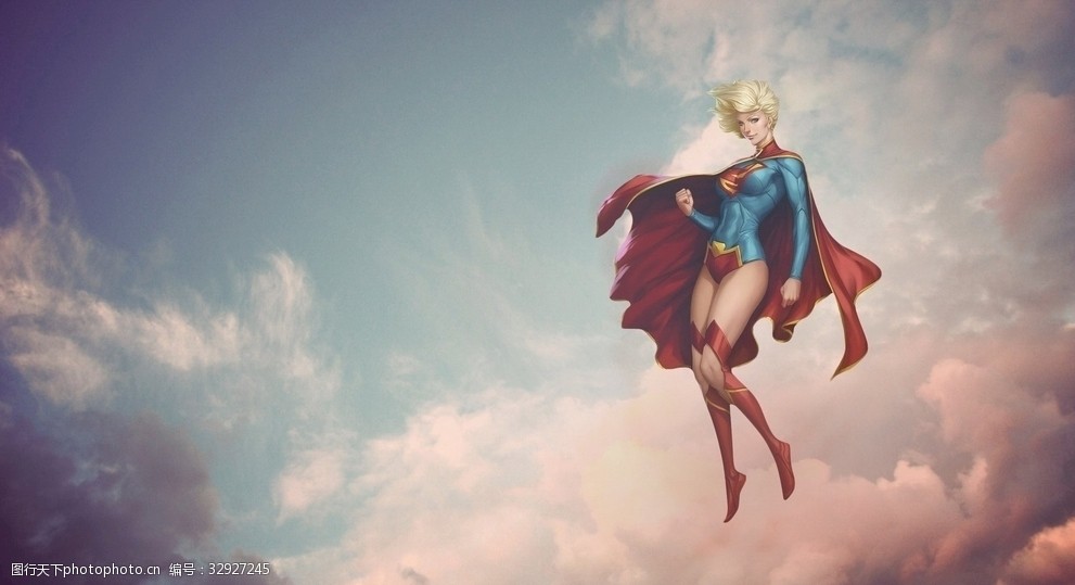 卡通动漫手绘女超人高清壁纸
