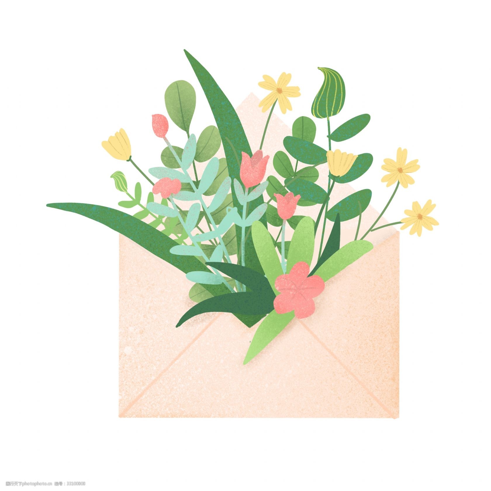 信封插画节日装饰手绘图案扁