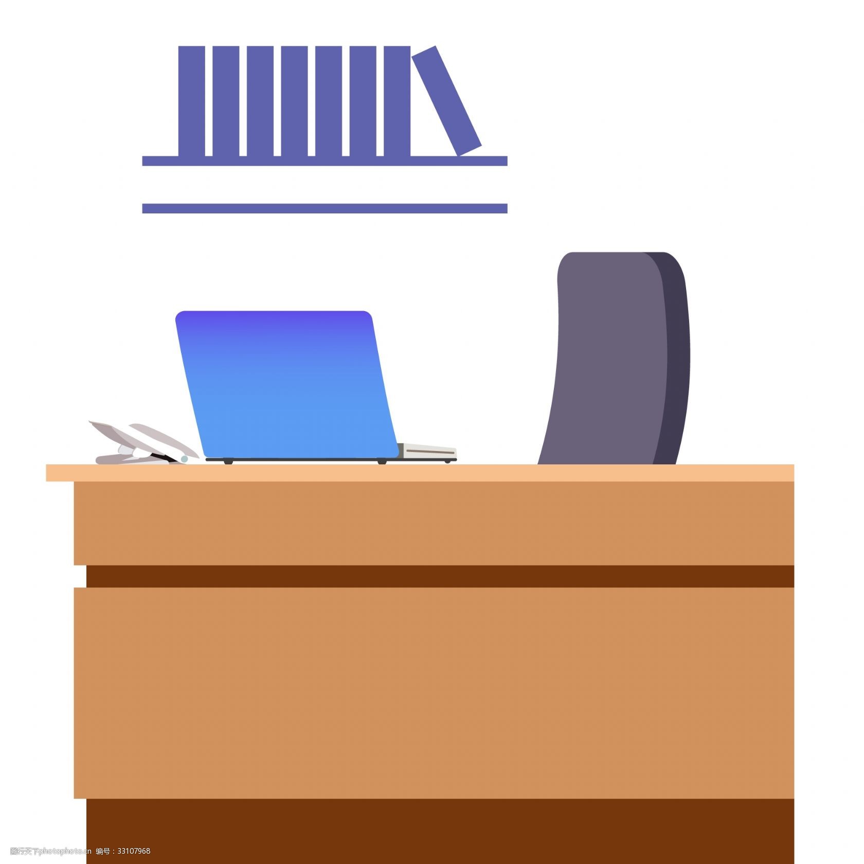 关键词:办公环境插画 办公 书架 办公桌 卡通桌子