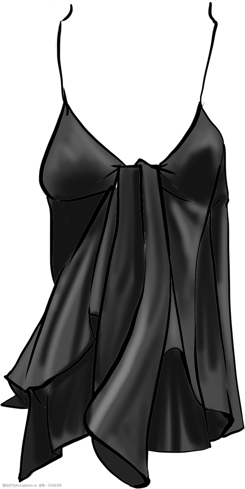 黑色吊带连衣裙