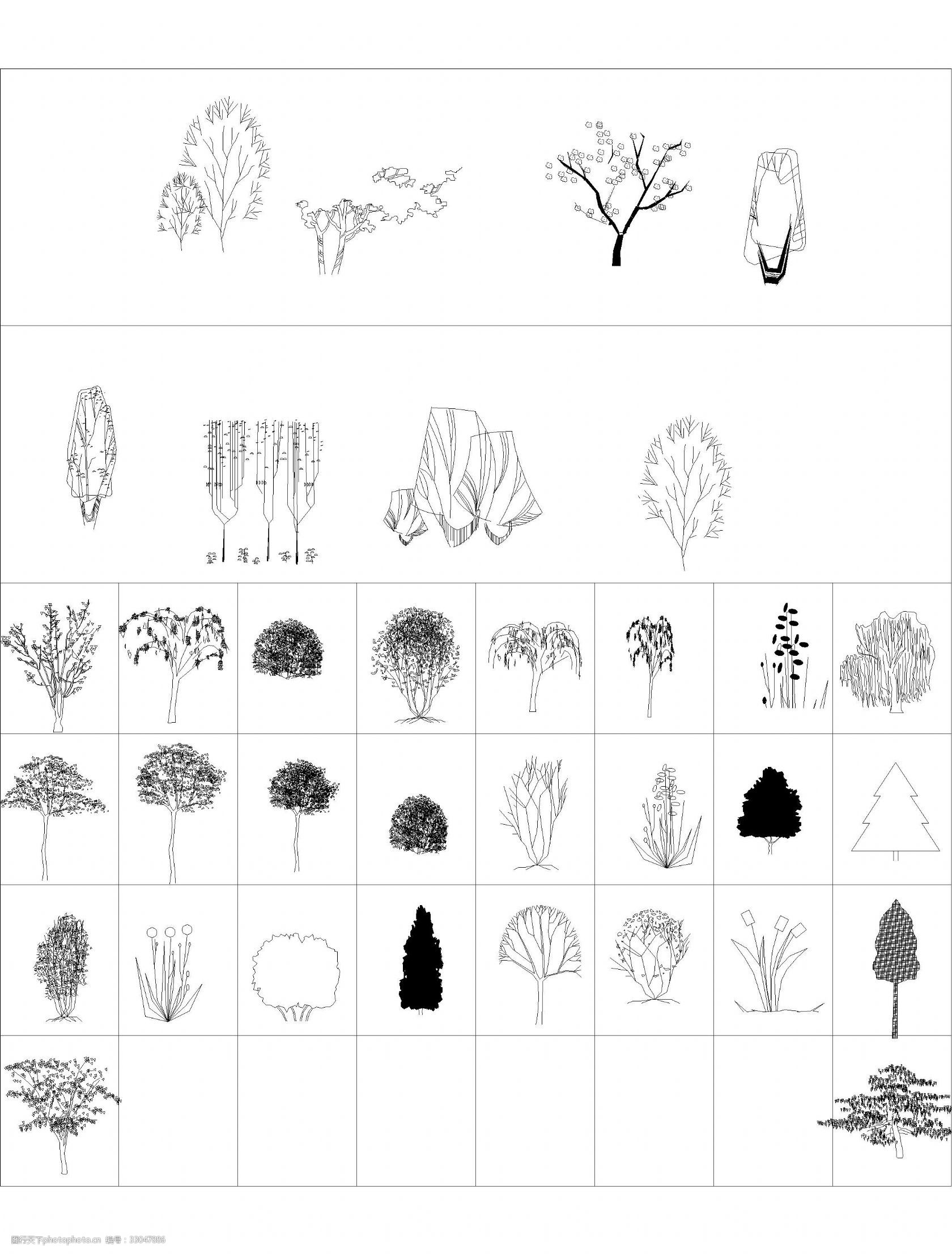经典常用的园林cad图块整理（植物cad图块、总平面图）_园林建筑_土木在线