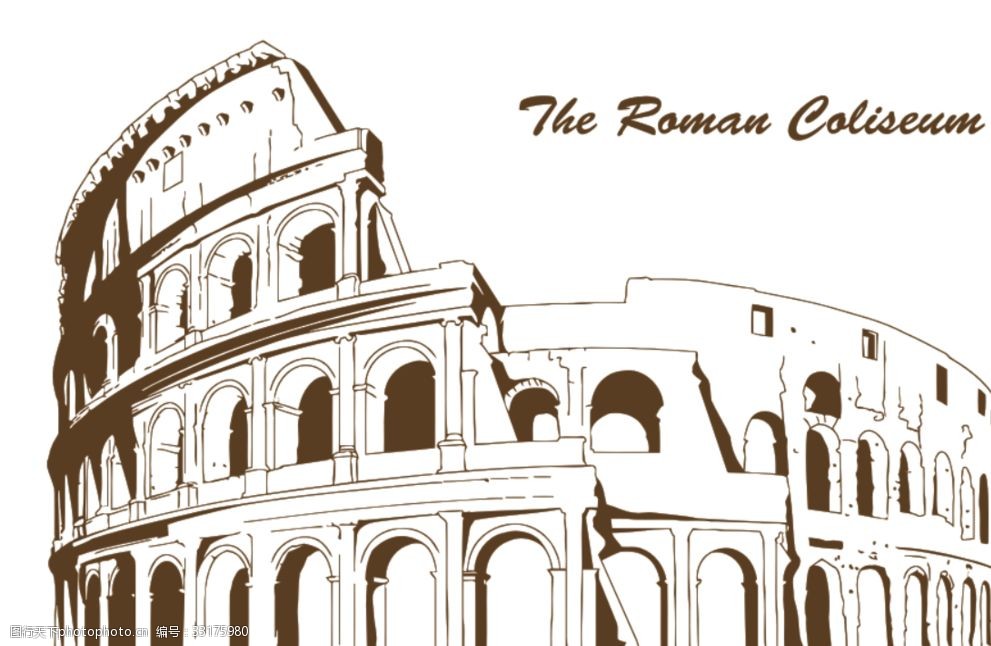 罗马斗兽场线描画图片