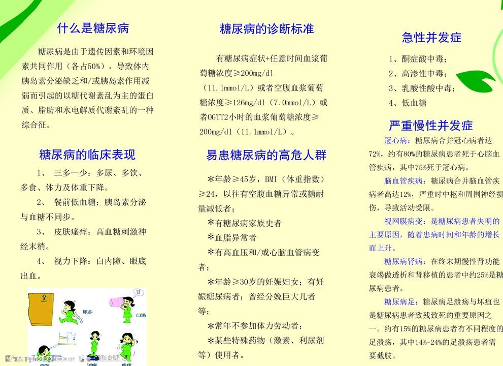 糖尿病病情介绍宣传彩页