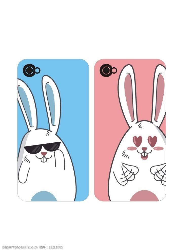 可爱卡通兔子情侣手机壳